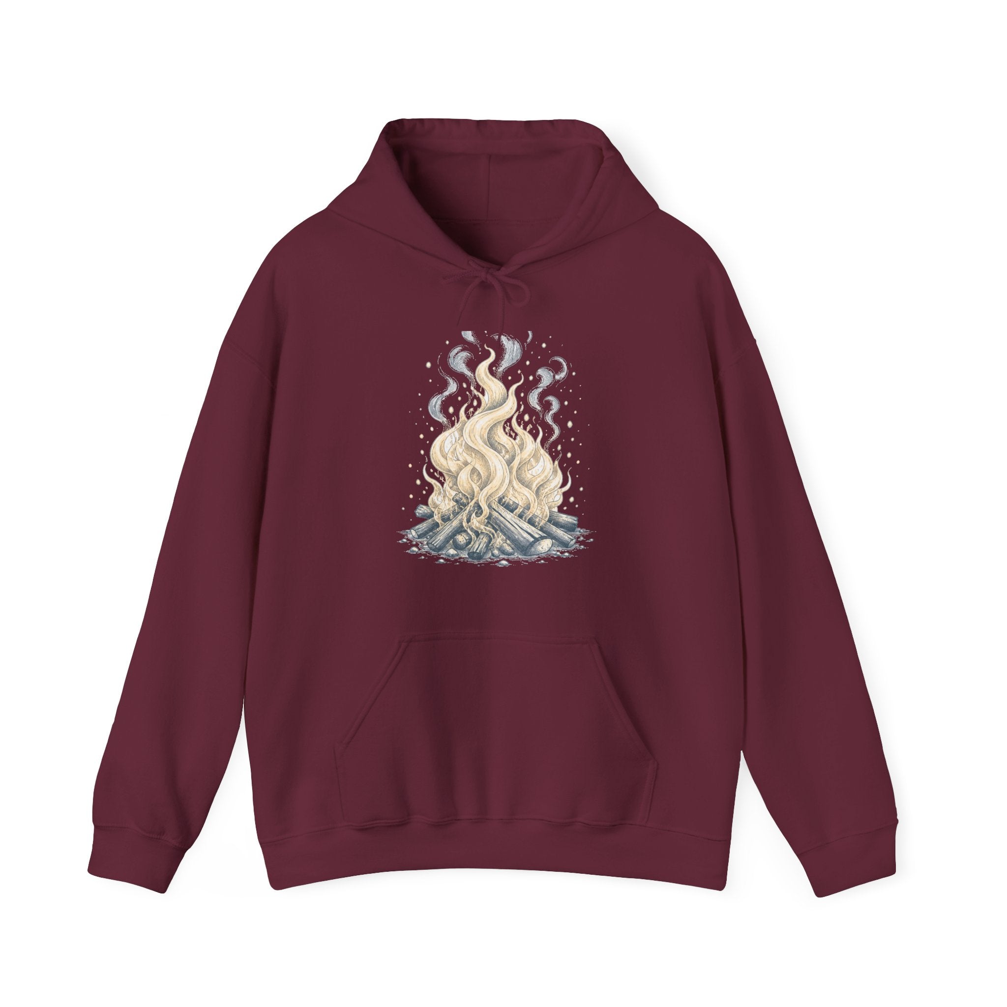 Matching Couple Sweatshirt - Wildfire & Waterfall Matching Couple Hooded Sweatshirt Hand-Drawn Art His Hers Best Friend Gift - Design A
