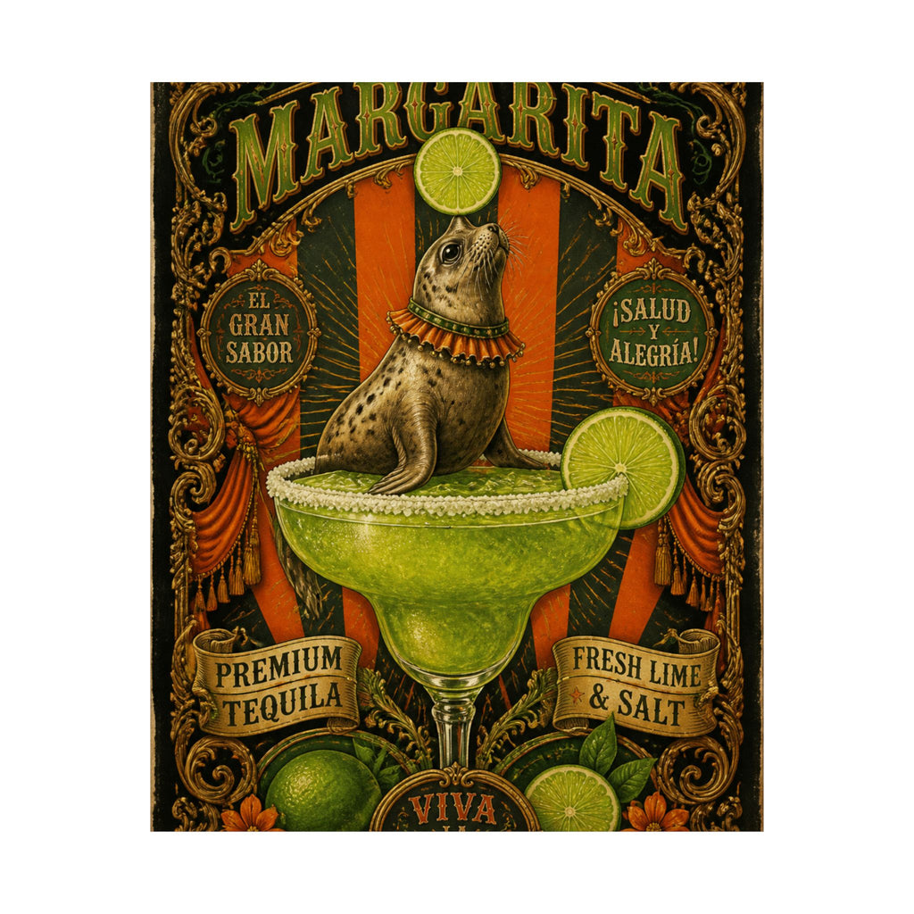 Margarita Balancing Seal Wall Art Poster 18×24 Baroque Home Office Decor Maximalist Print