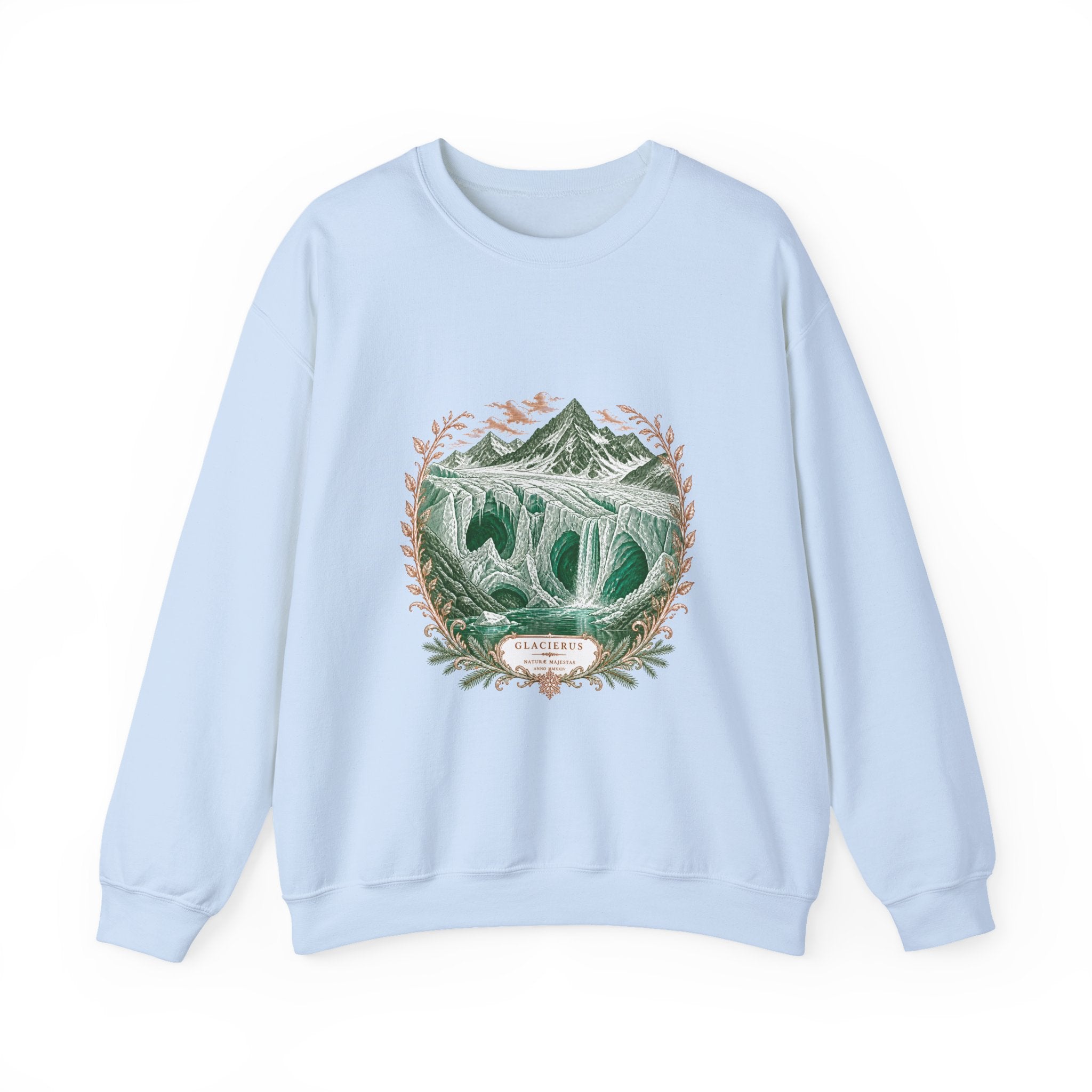 Matching Couple Sweatshirt - Volcano & Glacier Matching Couple Crewneck Sweatshirt Vintage Art His Hers Wedding Gift - Design B
