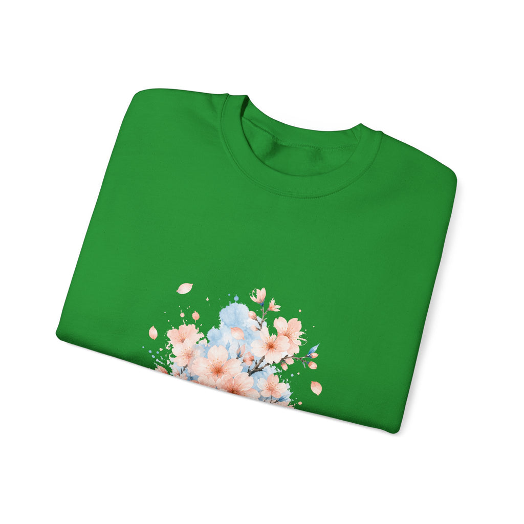 Matching Couple Sweatshirt - Cherry Blossom & Maple Leaf Matching Couple Premium Fleece Sweatshirt Watercolor Art His Hers Birthday Gift - Design A