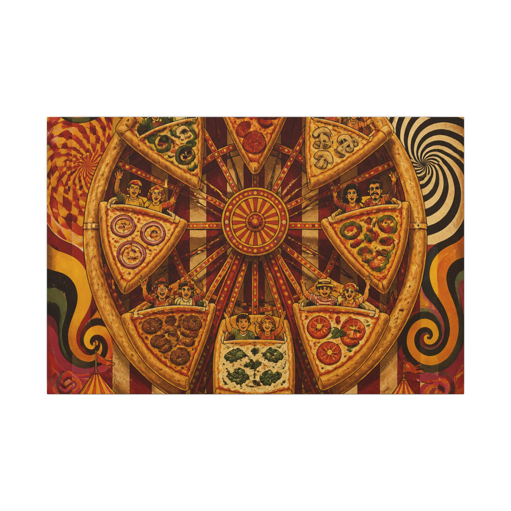 Pizza Ferris Wheel Wall Art Canvas 16×20 Psychedelic Cafe Decor Maximalist Print