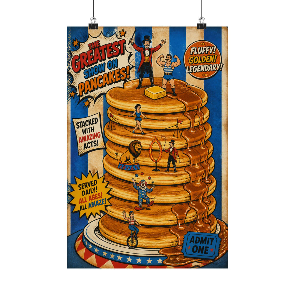 Pancake Stack Platform Wall Art Poster 24×36 Pop Art Restaurant Decor Maximalist Print