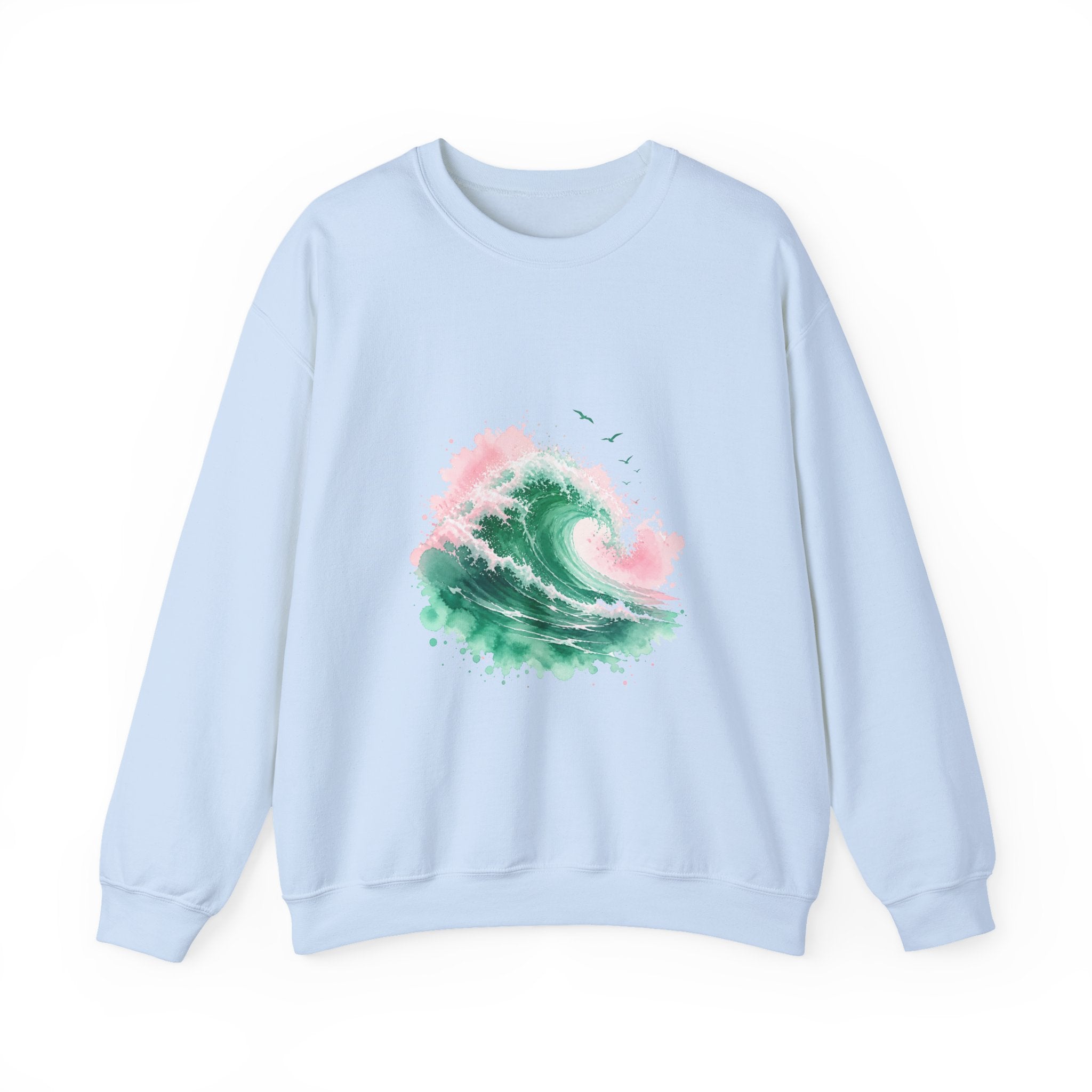 Matching Couple Sweatshirt - Mountain & Ocean Matching Couple Comfort Colors Crew Watercolor Art His Hers Birthday Gift - Design B