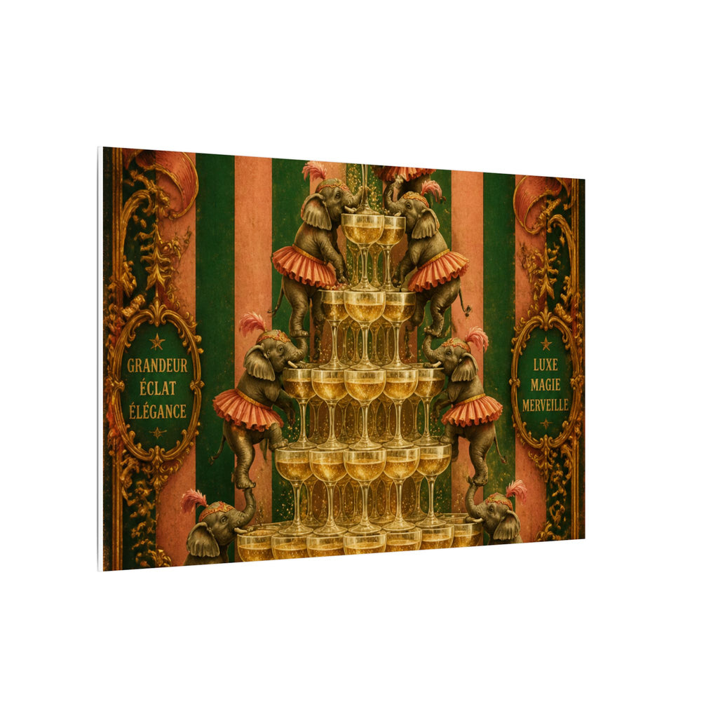 Champagne Tower Elephants Wall Art Canvas 16×20 Baroque Home Office Decor Maximalist Print