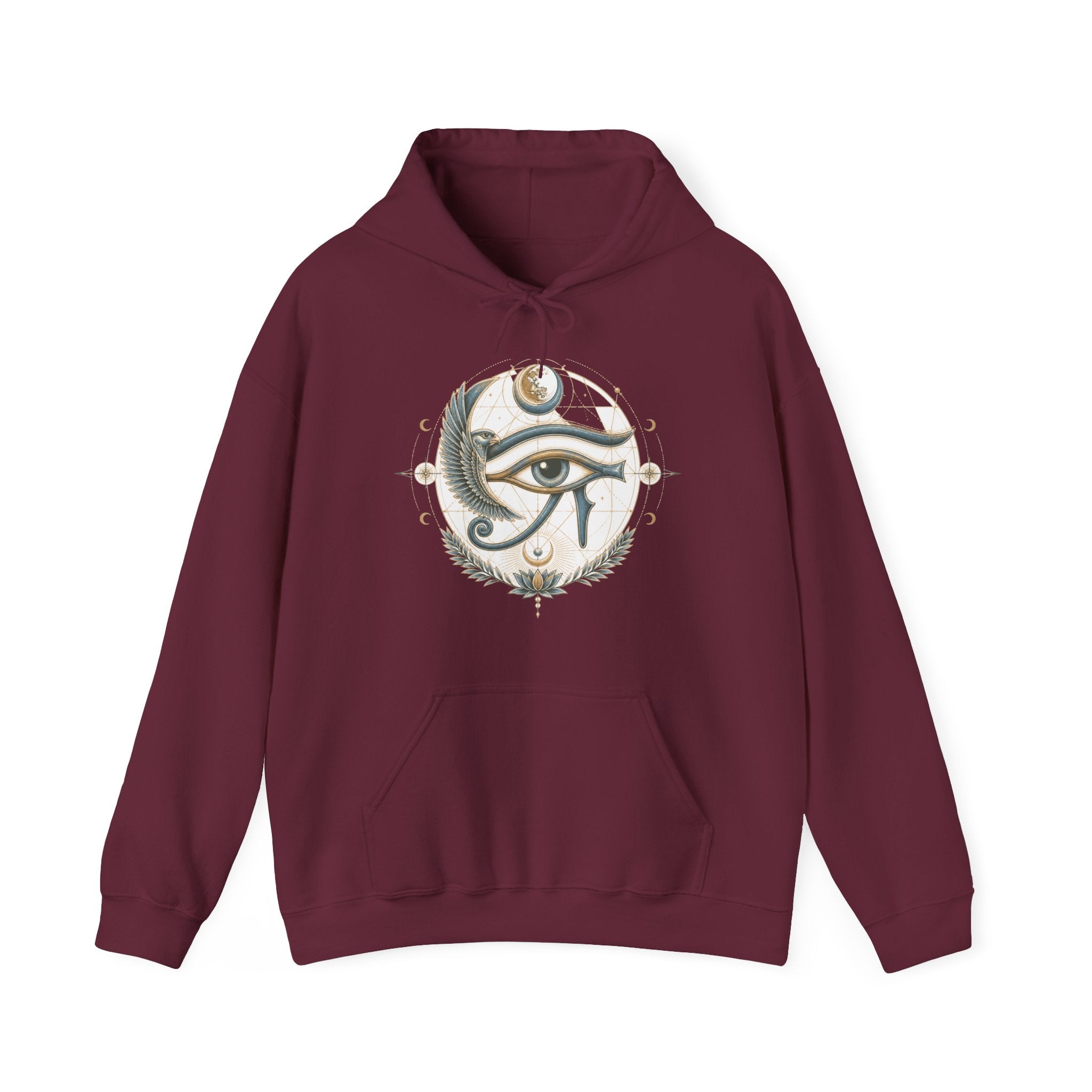 Matching Couple Sweatshirt - Eye of Ra & Horus Matching Couple Hooded Sweatshirt Vintage Art His Hers Wedding Gift - Design B