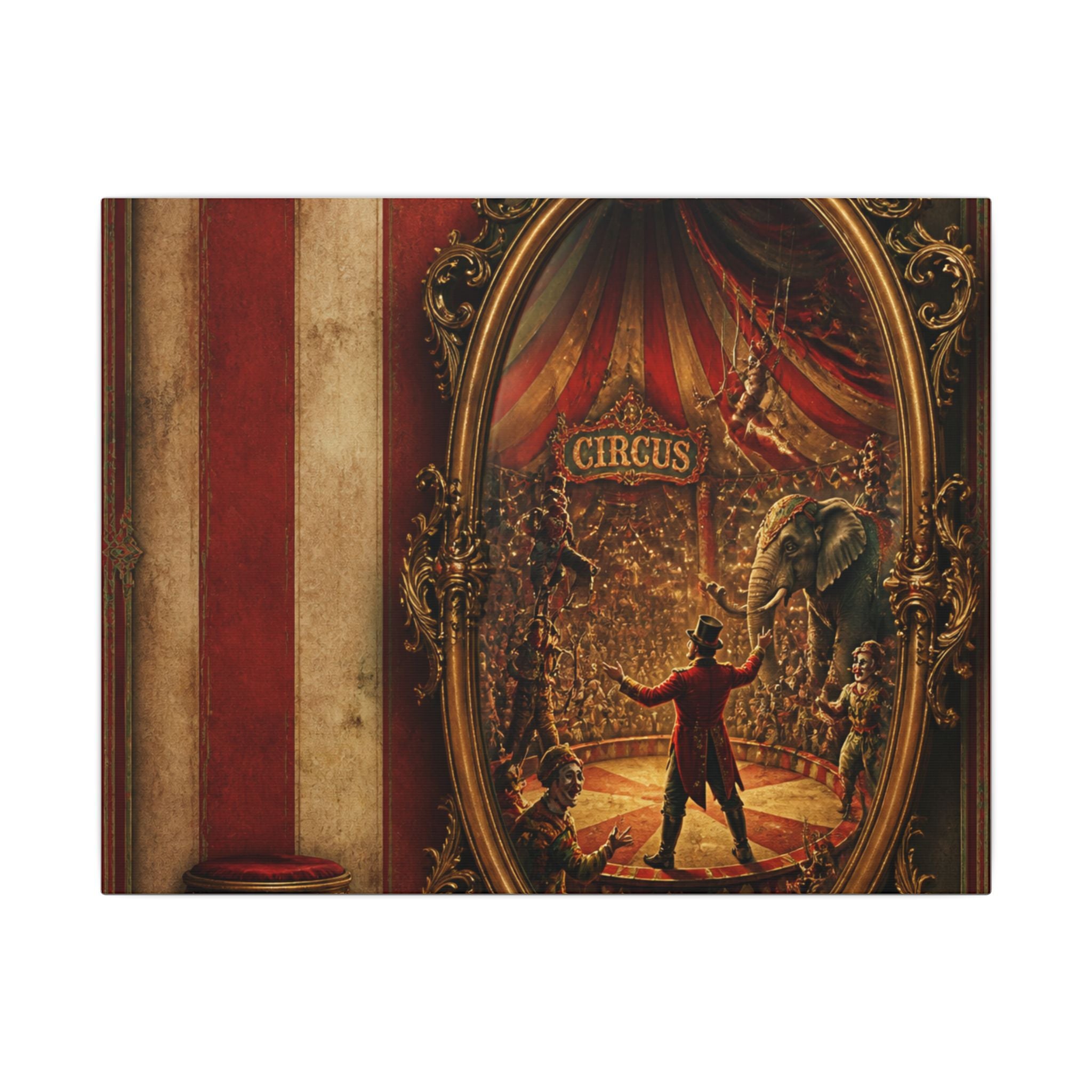 Vintage Mirror Circus Wall Art Canvas 24×36 Baroque Studio Decor Maximalist Print