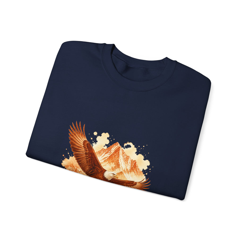 Matching Couple Sweatshirt - Eagle & Whale Matching Couple Premium Fleece Sweatshirt Watercolor Art His Hers Birthday Gift - Design A