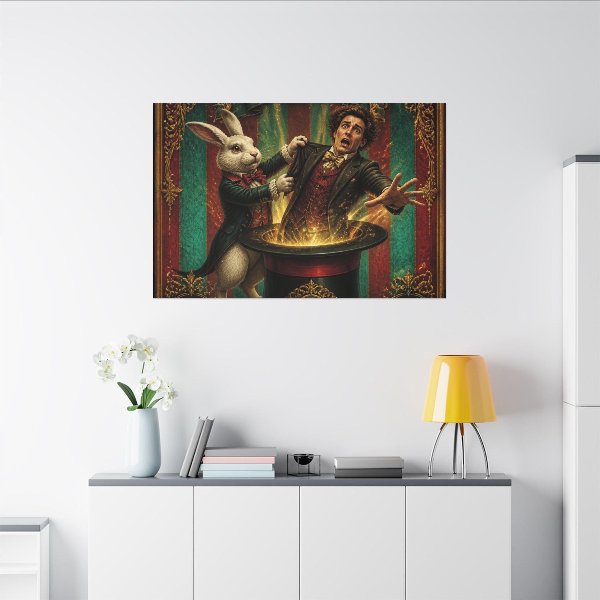 Magic Hat Rabbit Wall Art Canvas 16×20 Baroque Home Office Decor Maximalist Print