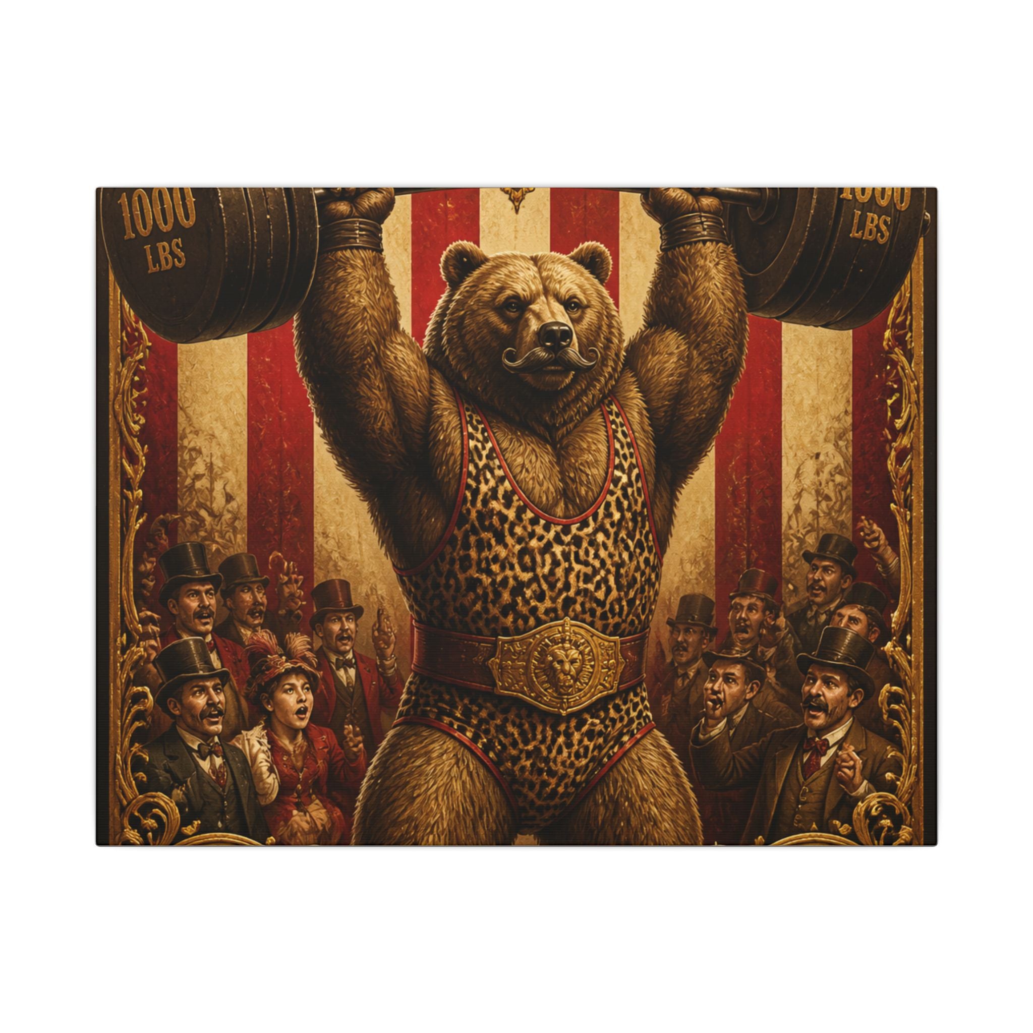 Strongman Bear Wall Art Canvas 16×20 Baroque Home Office Decor Maximalist Print