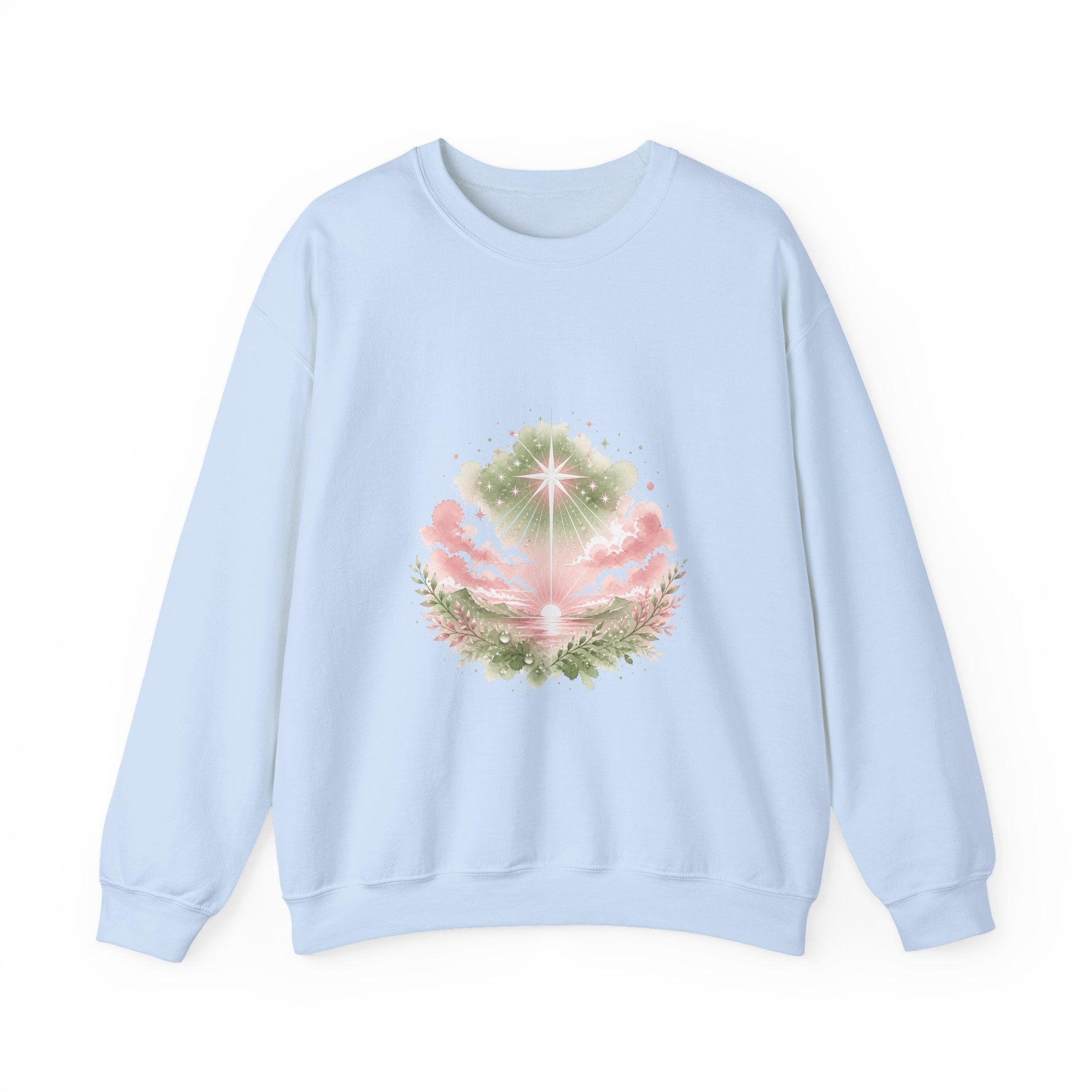 Matching Couple Sweatshirt - Evening & Morning Star Matching Couple Comfort Colors Crew Watercolor Art His Hers Birthday Gift - Design B