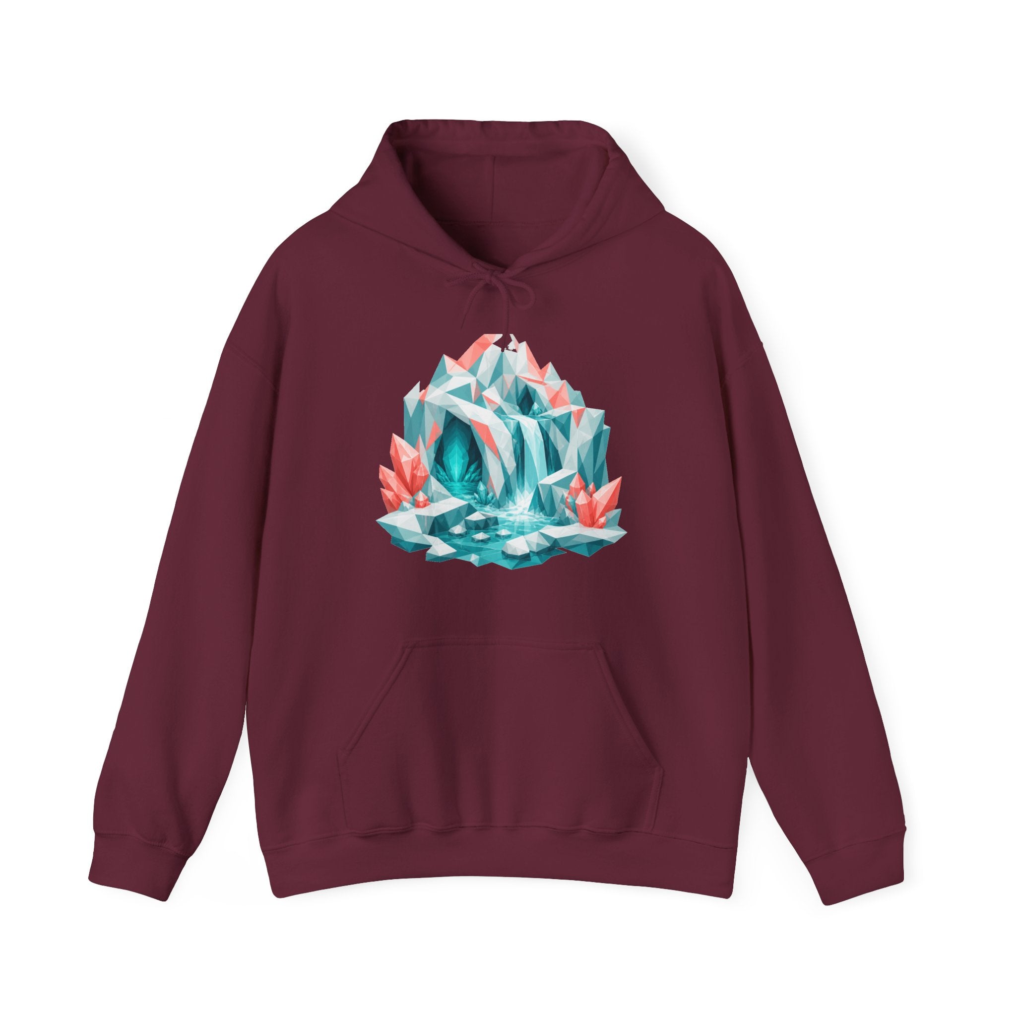 Matching Couple Sweatshirt - Volcano & Glacier Matching Couple Hooded Sweatshirt Geometric Art His Hers Couple Gift - Design B