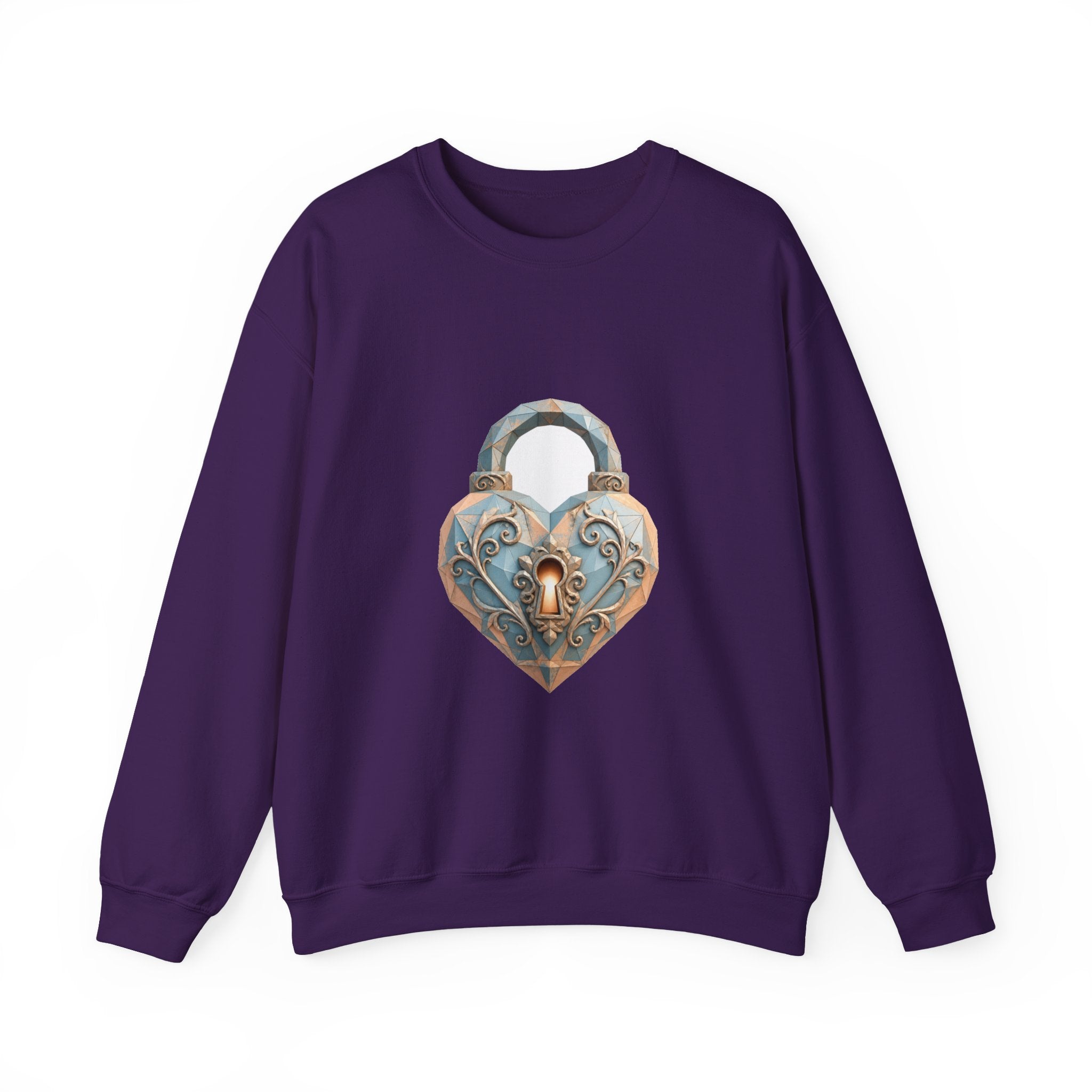 Matching Couple Sweatshirt - Key & Lock Matching Couple Crewneck Sweatshirt Geometric Art His Hers Couple Gift - Design B