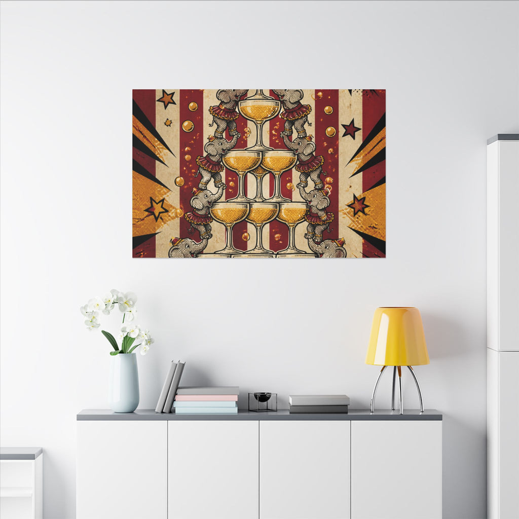 Champagne Tower Elephants Wall Art Canvas 24×36 Pop Art Restaurant Decor Maximalist Print