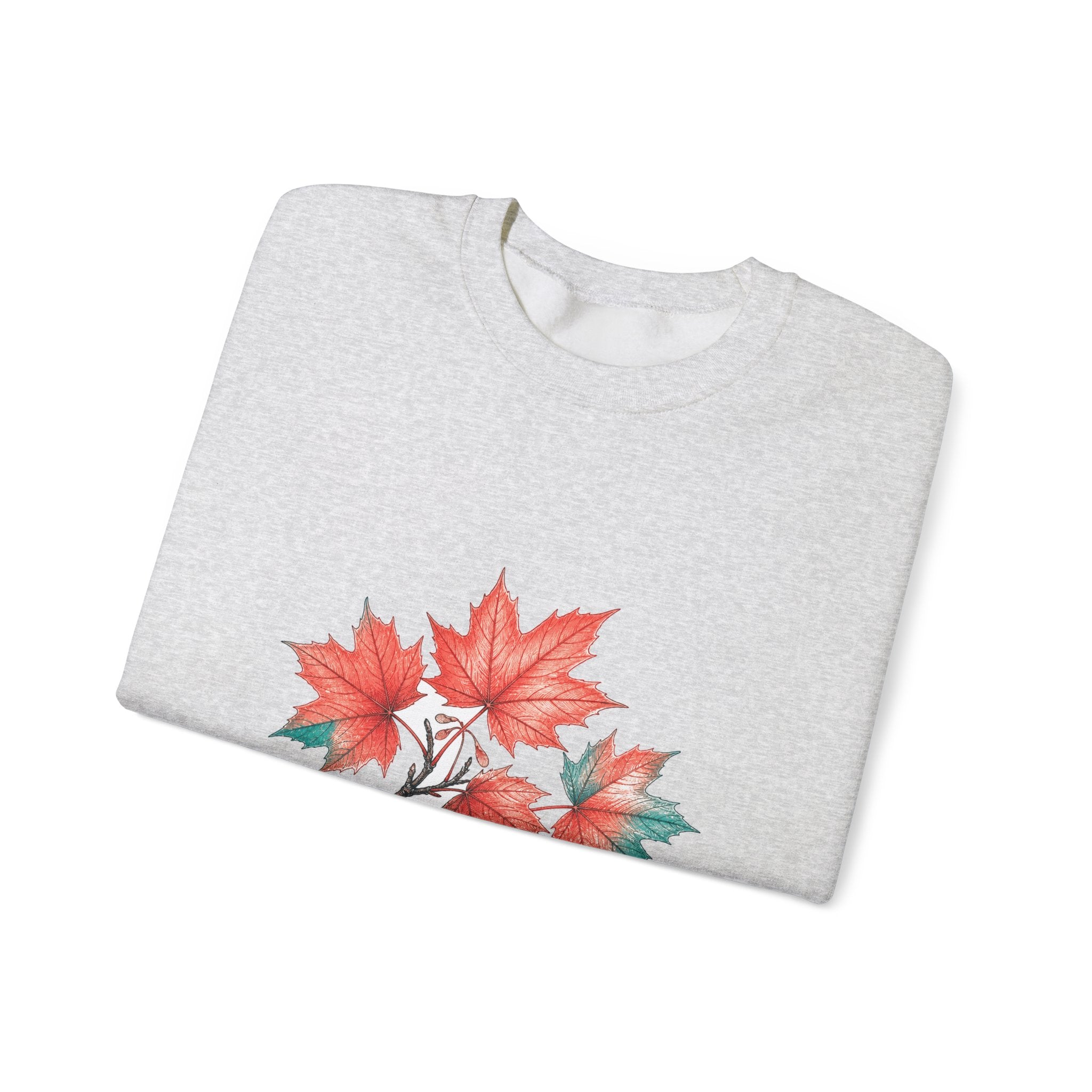 Matching Couple Sweatshirt - Cherry Blossom & Maple Leaf Matching Couple Premium Fleece Sweatshirt Hand-Drawn Art His Hers Anniversary Gift - Design B