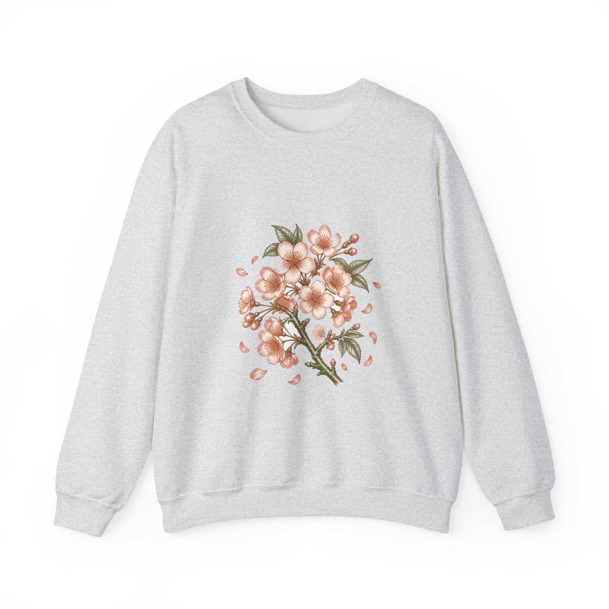 Matching Couple Sweatshirt - Cherry Blossom & Maple Leaf Matching Couple Comfort Colors Crew Vintage Art His Hers Honeymoon Gift - Design A