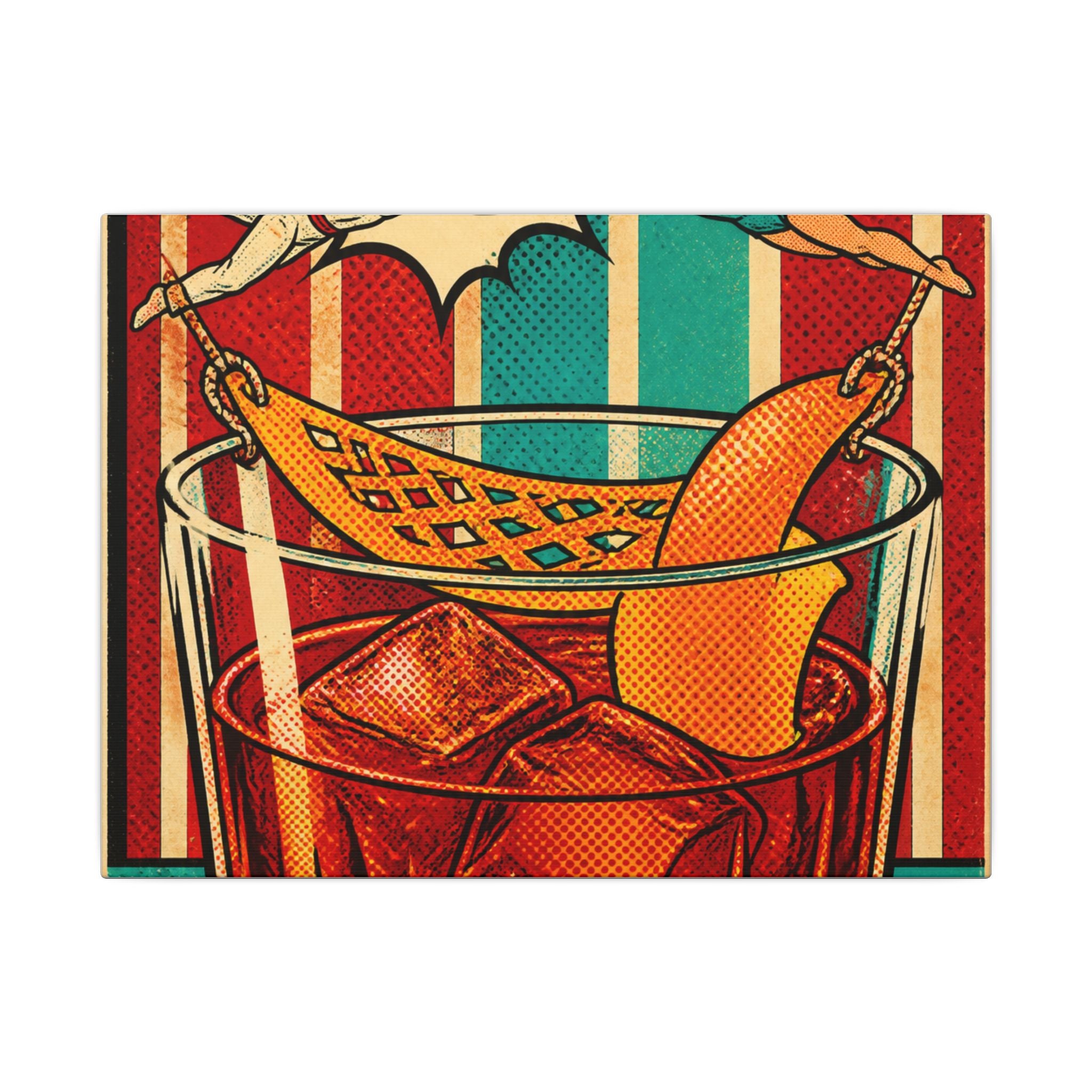 Negroni Trapeze Act Wall Art Canvas 24×36 Pop Art Restaurant Decor Maximalist Print