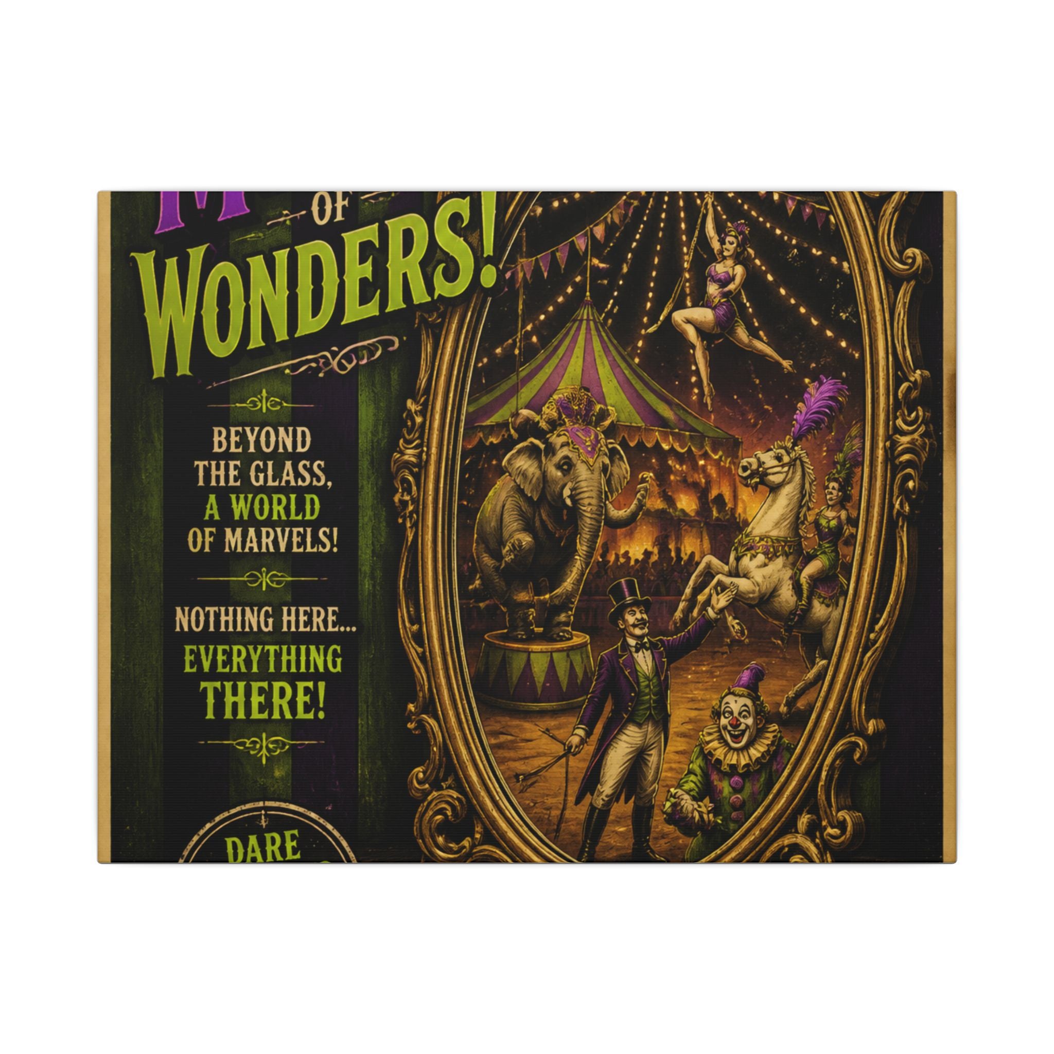 Vintage Mirror Circus Wall Art Canvas 24×36 Vintage Circus Bedroom Decor Maximalist Print