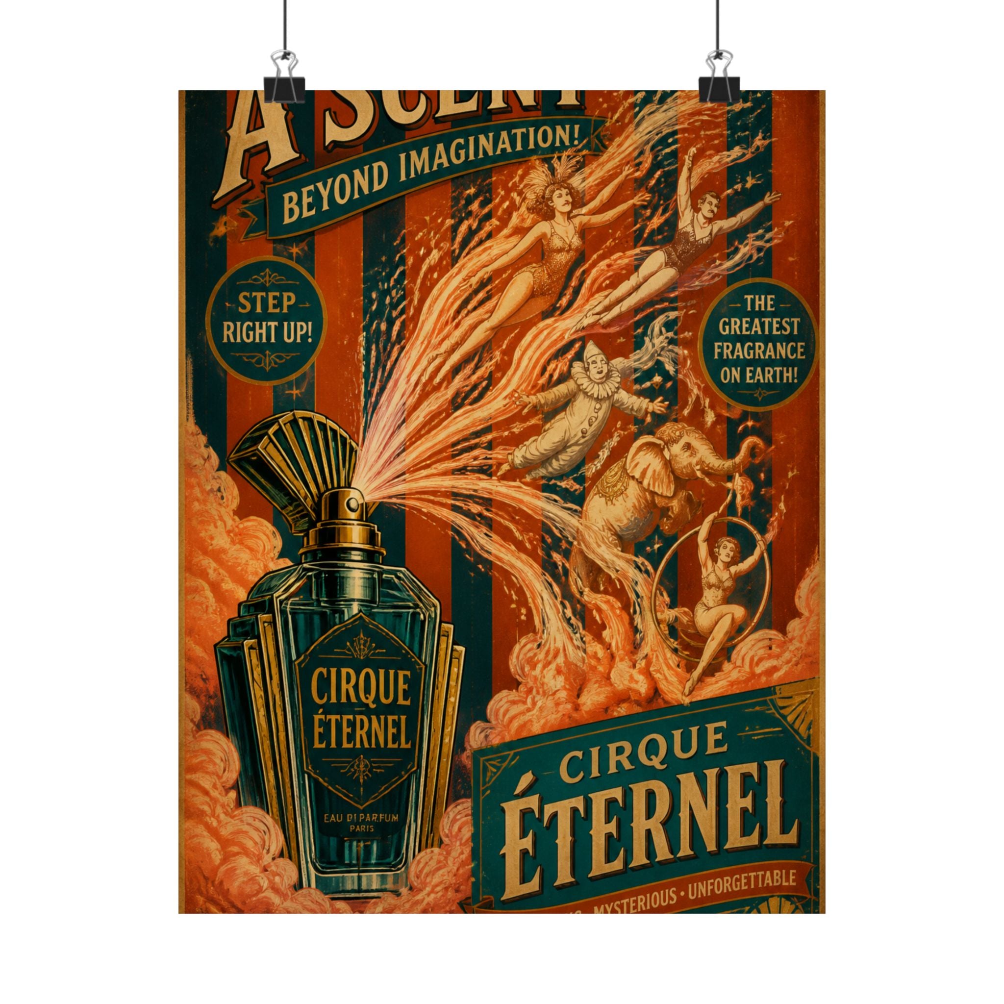 Perfume Bottle Fountain Wall Art Poster 24×36 Vintage Circus Bedroom Decor Maximalist Print