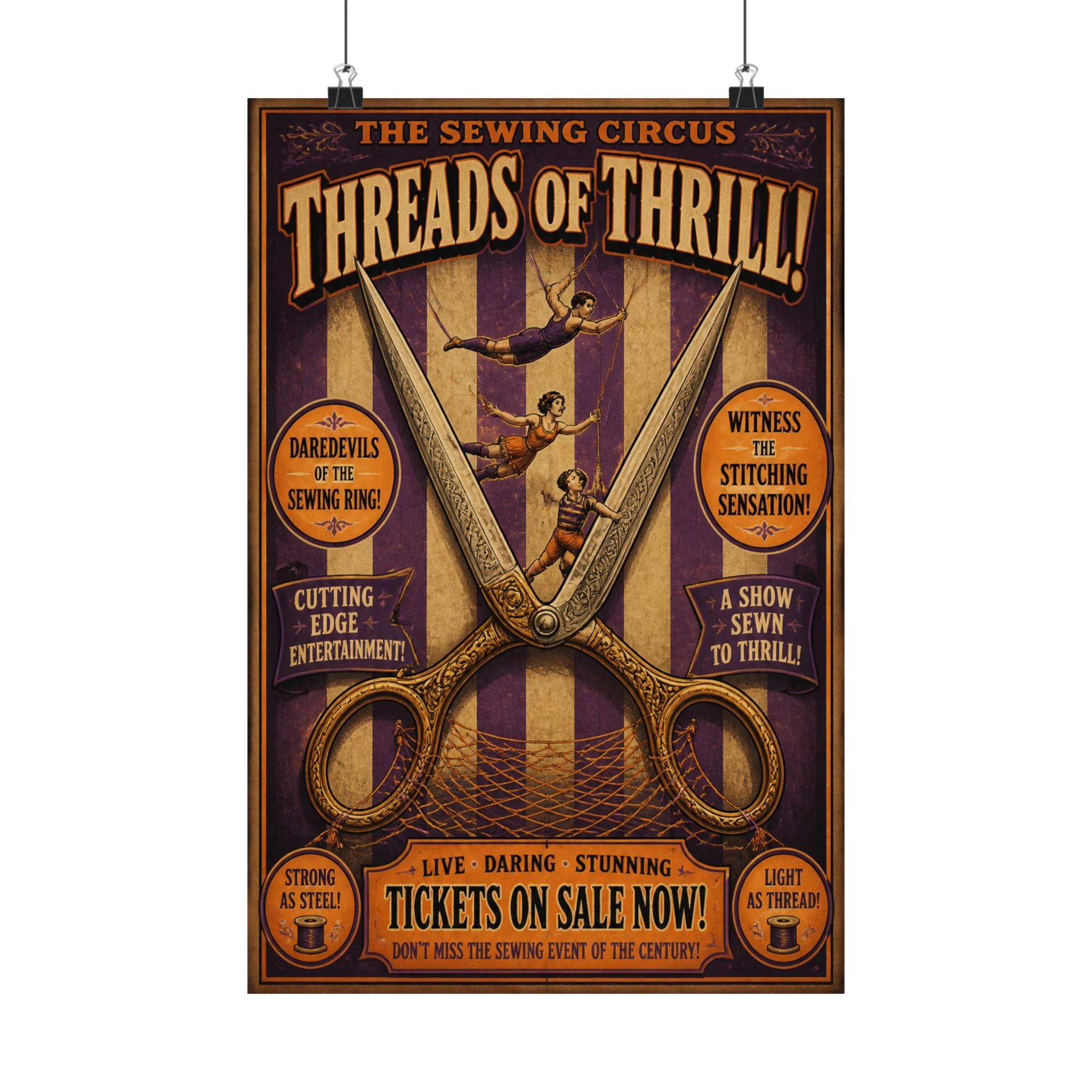Giant Scissors Trapeze Wall Art Poster 18×24 Vintage Circus Kitchen Decor Maximalist Print