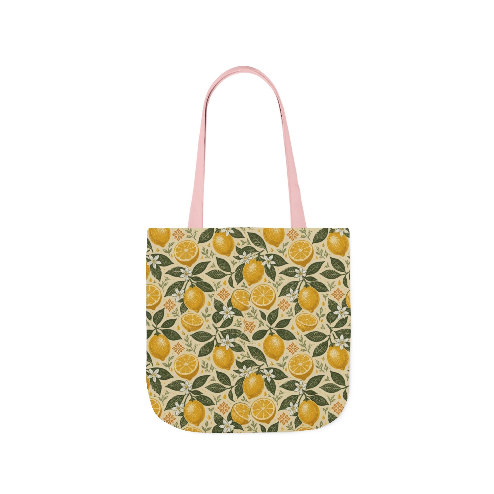 Meyer Lemons Canvas Tote Bag Mediterranean Kitchen Linocut Design Italian Cottagecore Gift
