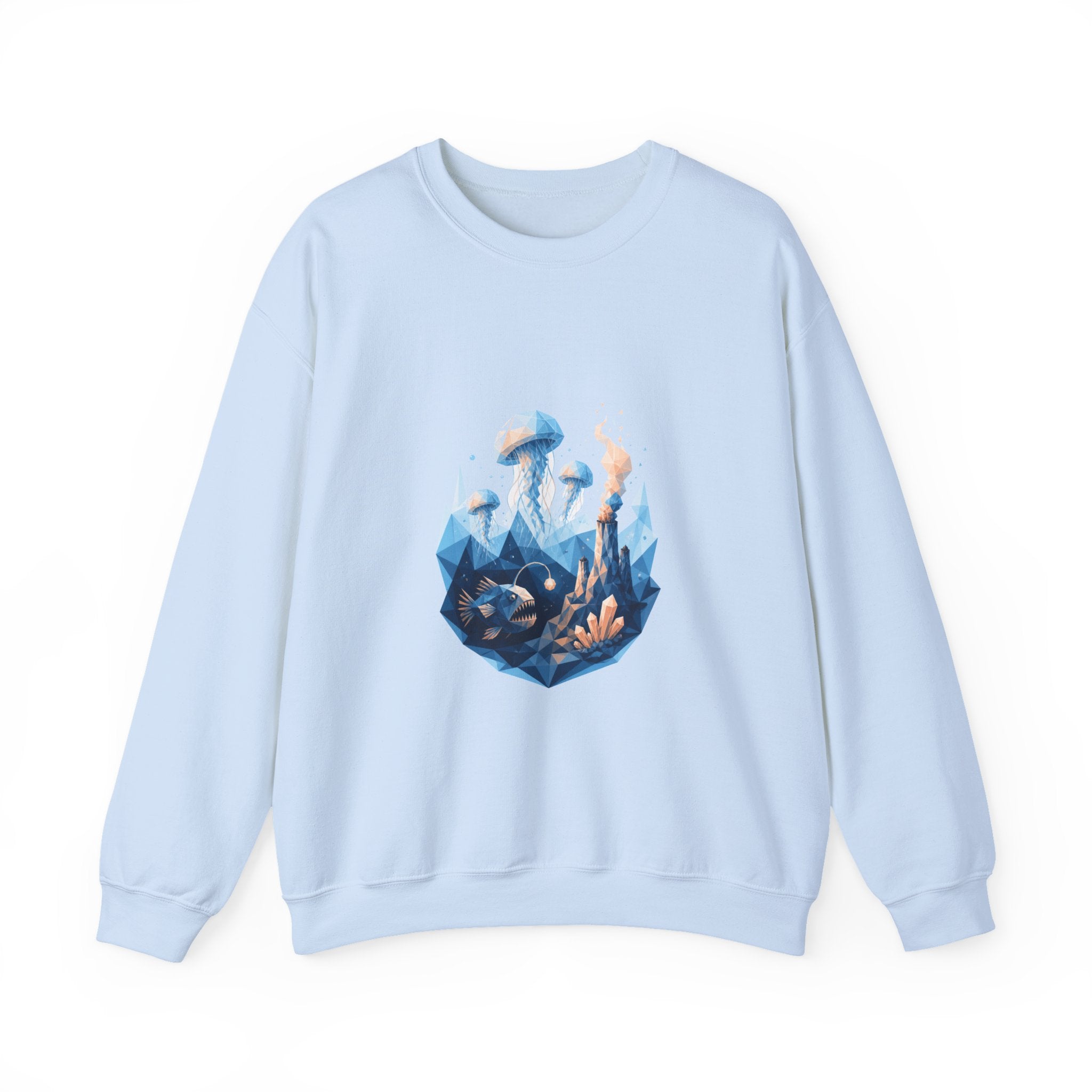 Matching Couple Sweatshirt - Coral Reef & Deep Sea Matching Couple Crewneck Sweatshirt Geometric Art His Hers Couple Gift - Design B