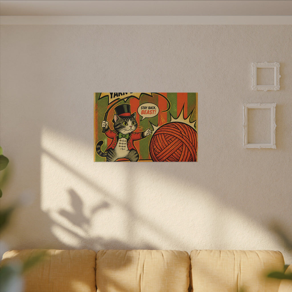Cat Lion Tamer Wall Art Canvas 16×20 Pop Art Living Room Decor Maximalist Print