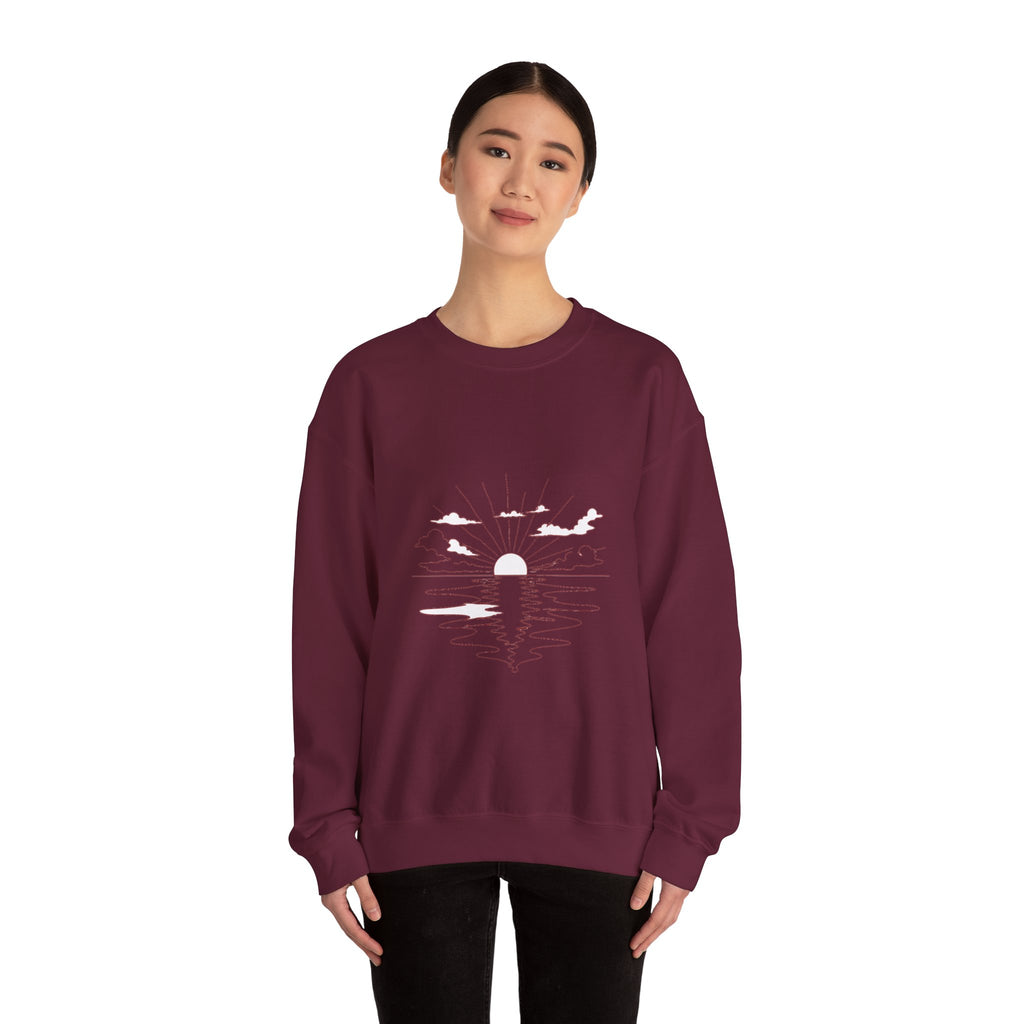 Matching Couple Sweatshirt - Sunrise & Sunset Matching Couple Premium Fleece Sweatshirt Minimalist Art His Hers Christmas Gift - Design A