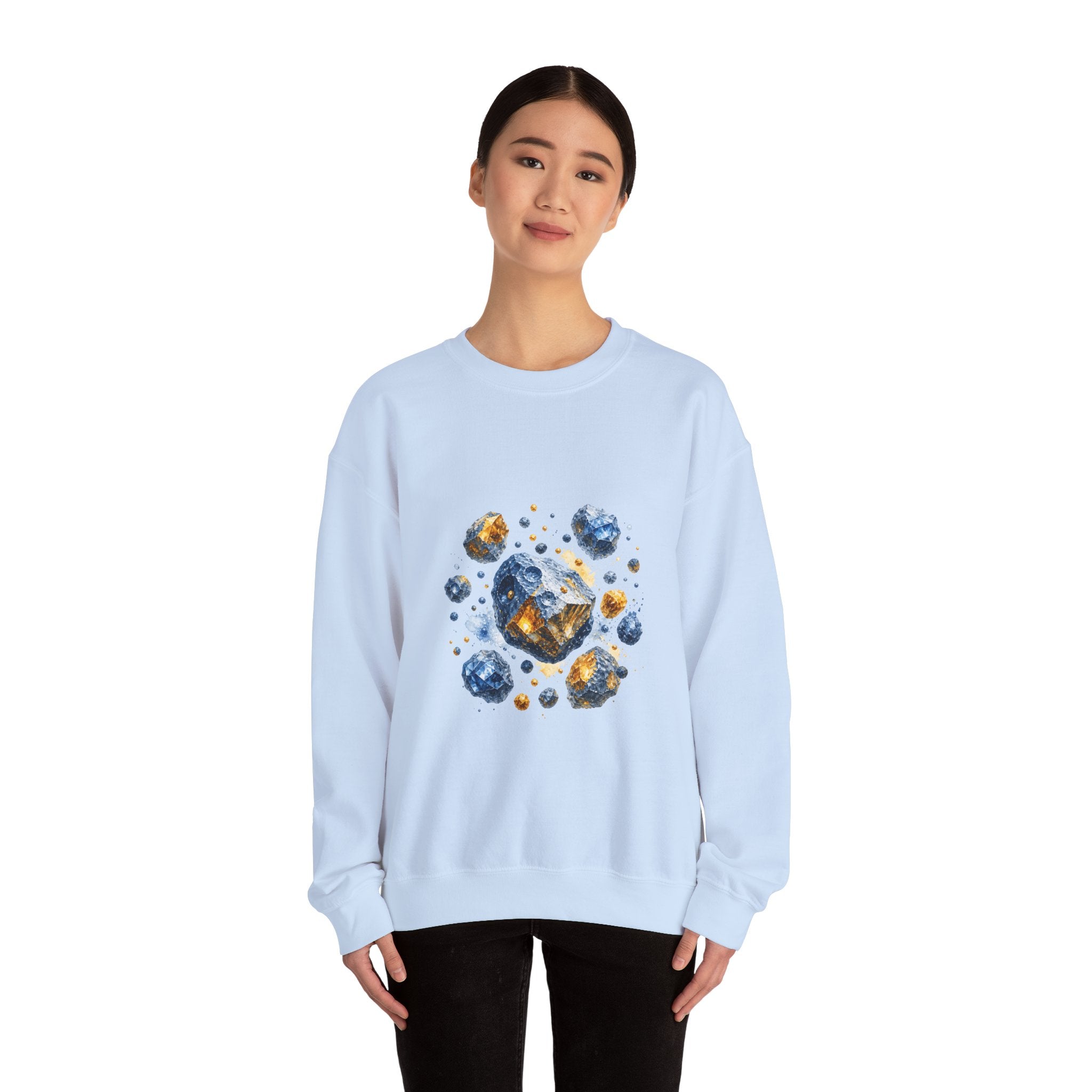 Matching Couple Sweatshirt - Comet & Asteroid Matching Couple Crewneck Sweatshirt Watercolor Art His Hers Engagement Gift - Design B