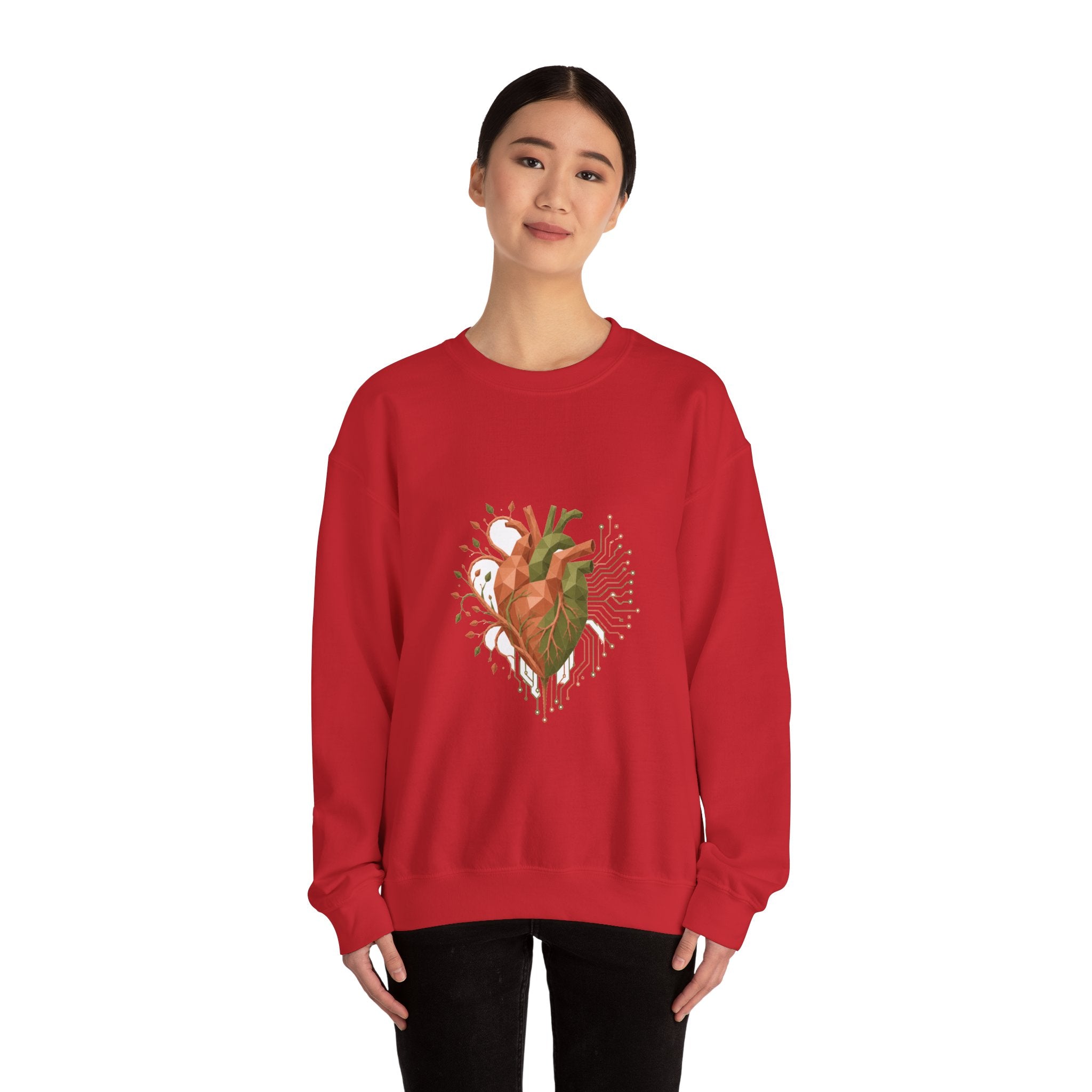 Matching Couple Sweatshirt - Robot & Heart Matching Couple Crewneck Sweatshirt Geometric Art His Hers Couple Gift - Design B