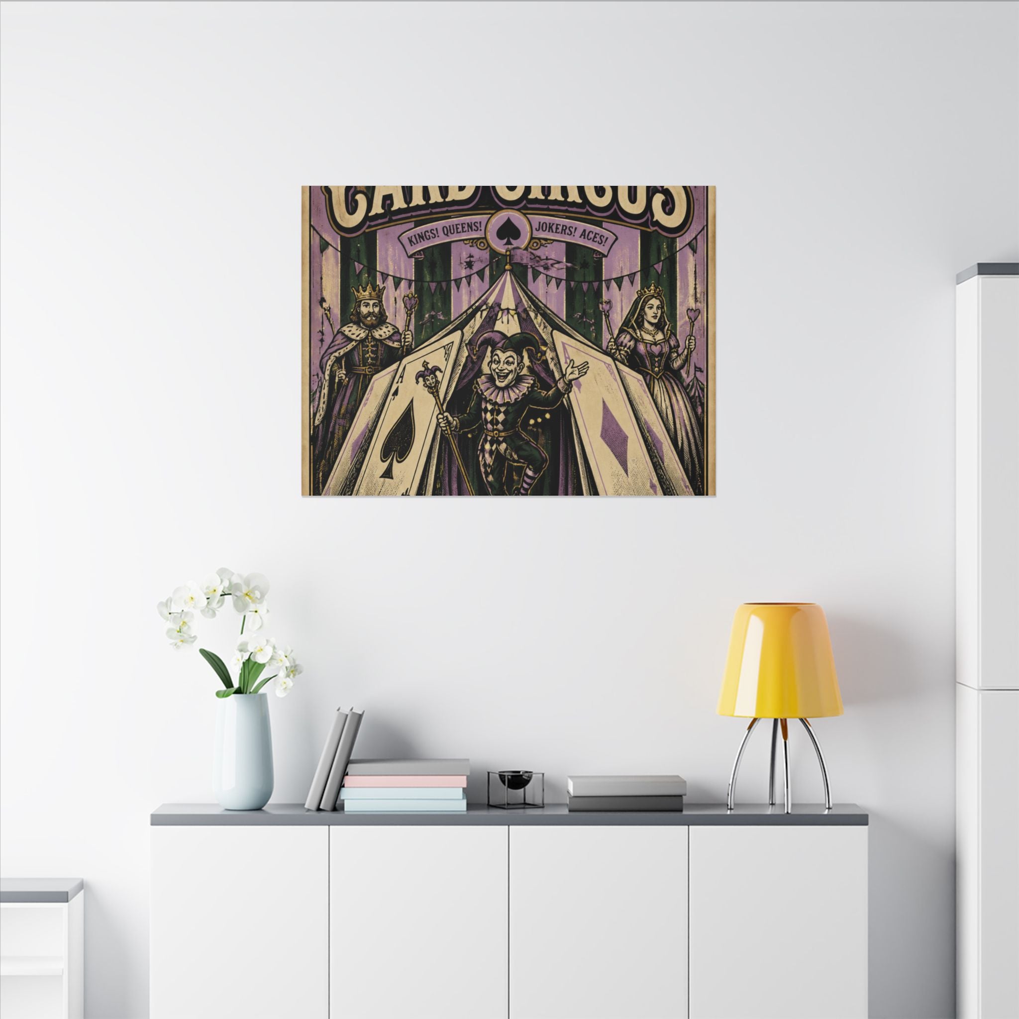 Playing Cards Tent Wall Art Canvas 16×20 Vintage Circus Kitchen Decor Maximalist Print