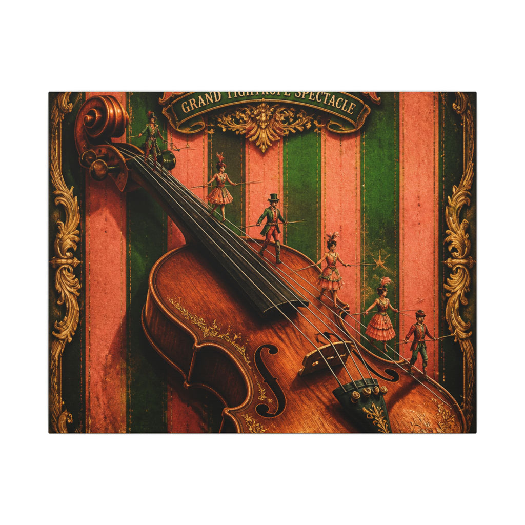 Violin Tightrope Bridge Wall Art Canvas 24×36 Baroque Studio Decor Maximalist Print