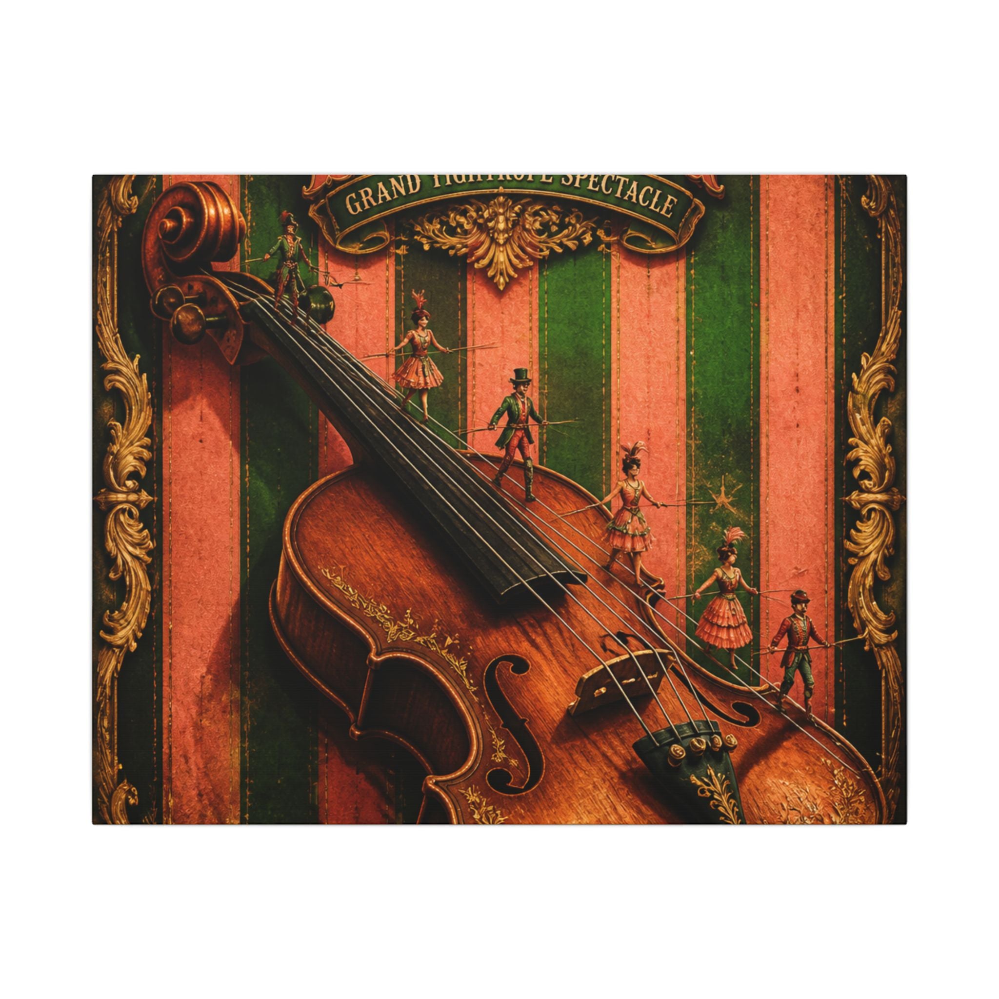 Violin Tightrope Bridge Wall Art Canvas 24×36 Baroque Studio Decor Maximalist Print