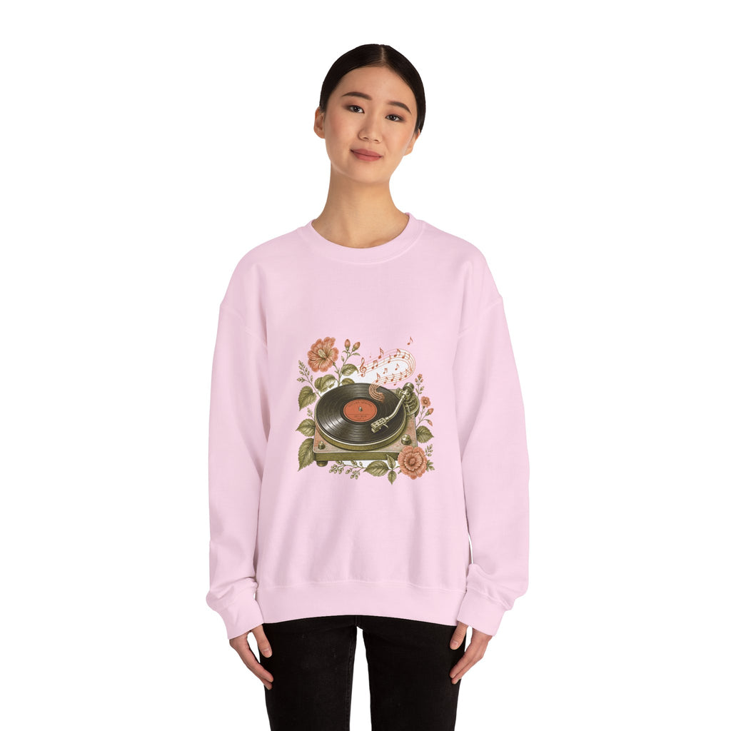 Matching Couple Sweatshirt - Vinyl & Cassette Matching Couple Premium Fleece Sweatshirt Vintage Art His Hers Honeymoon Gift - Design A