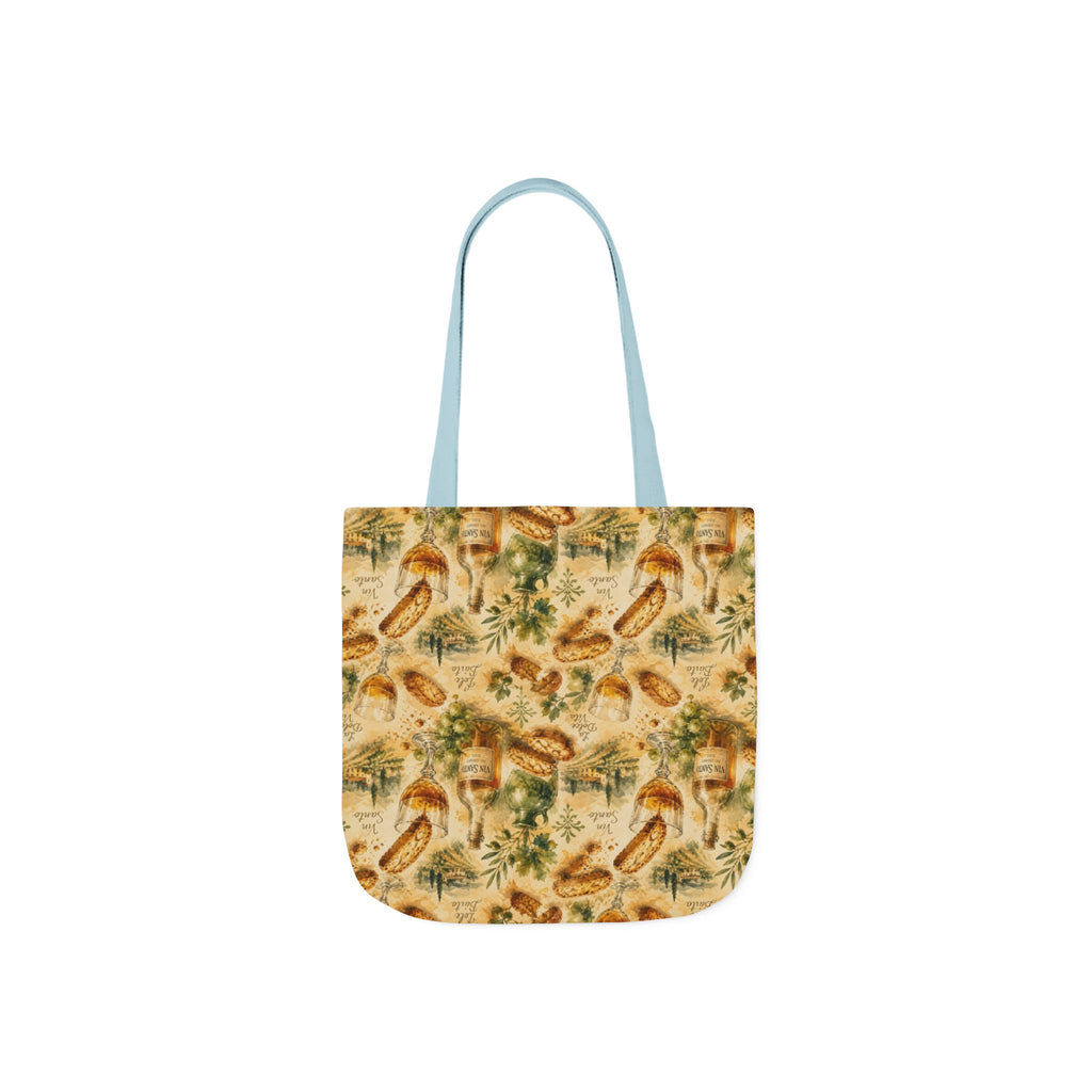 Biscotti & Vin Santo Canvas Tote Bag Mediterranean Kitchen Watercolor Splash Design Italian Cottagecore Gift