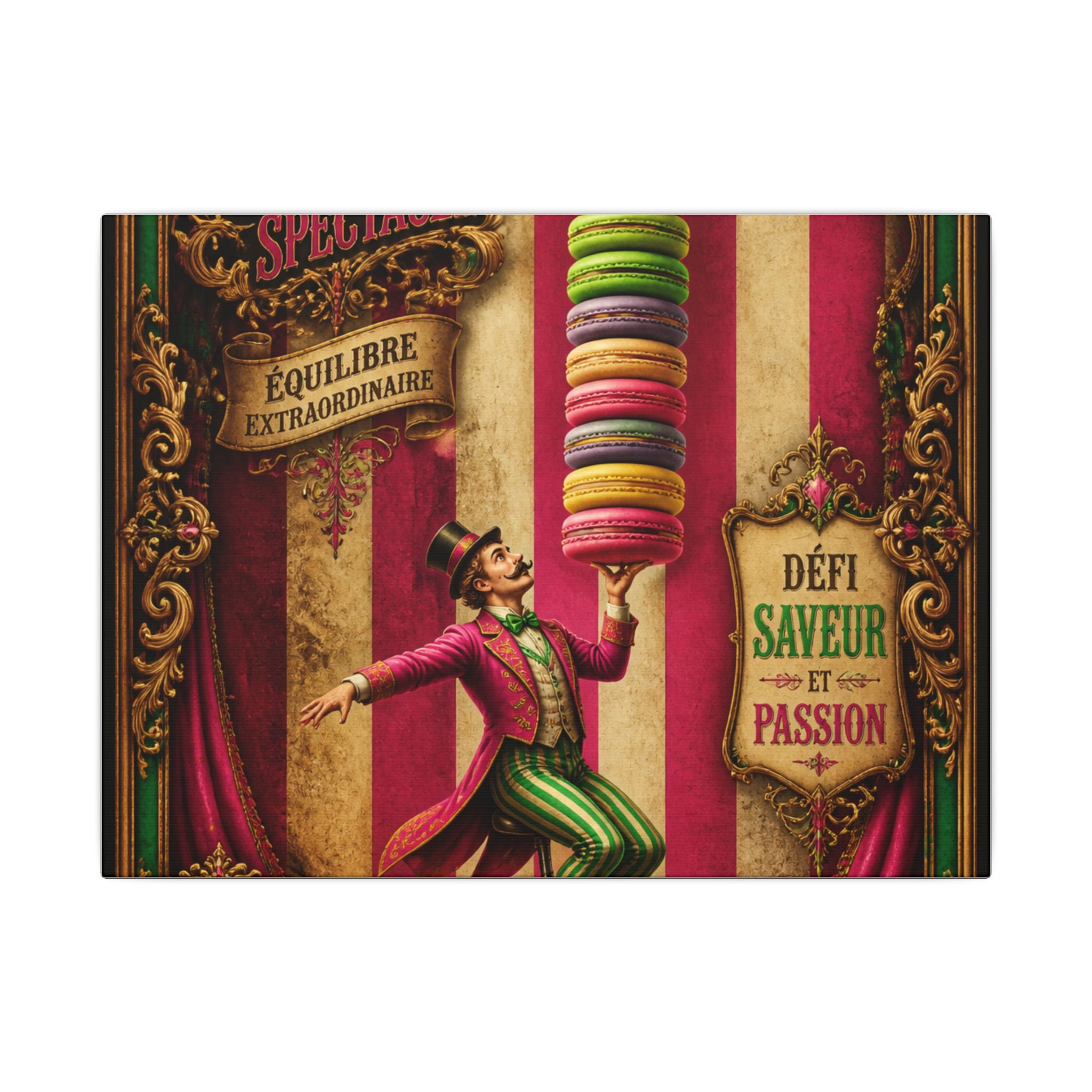 Macaron Balancing Tower Wall Art Canvas 24×36 Baroque Studio Decor Maximalist Print
