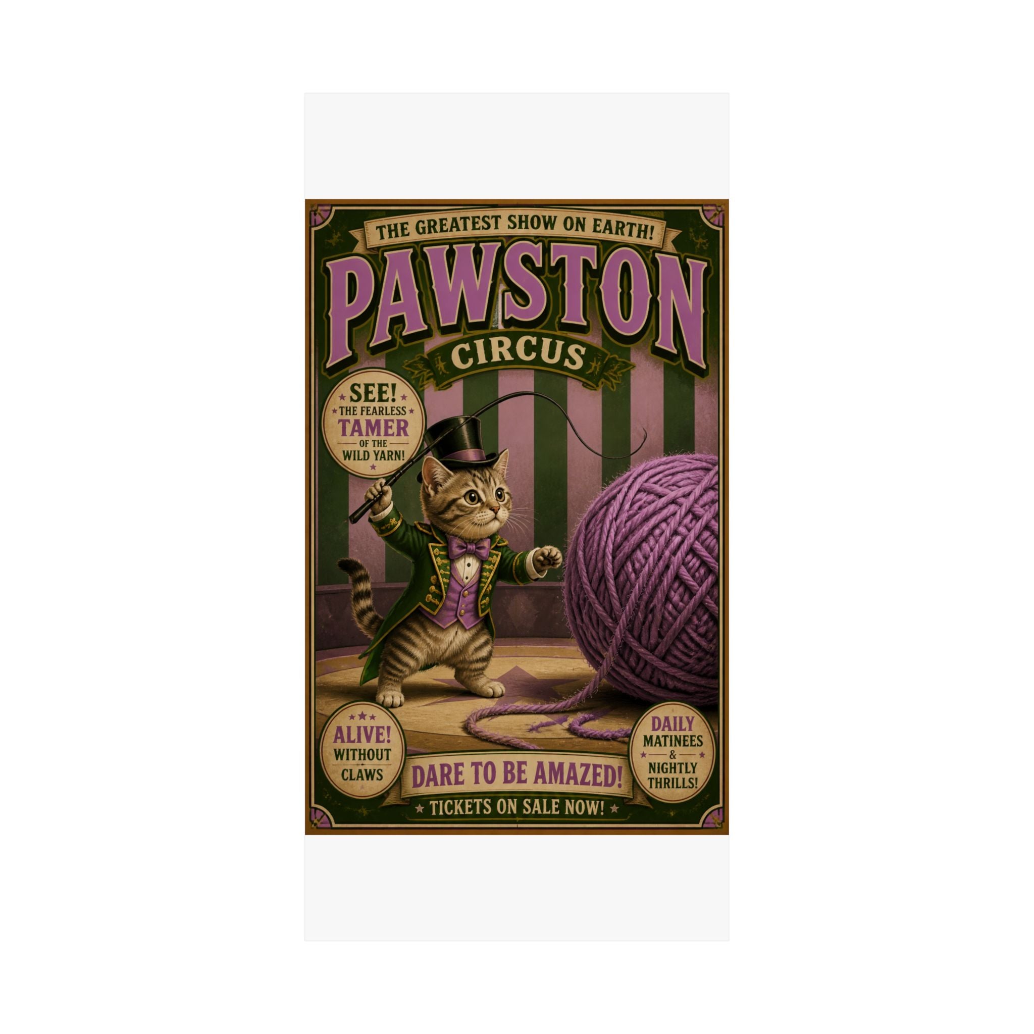 Cat Lion Tamer Wall Art Poster 18×24 Vintage Circus Kitchen Decor Maximalist Print