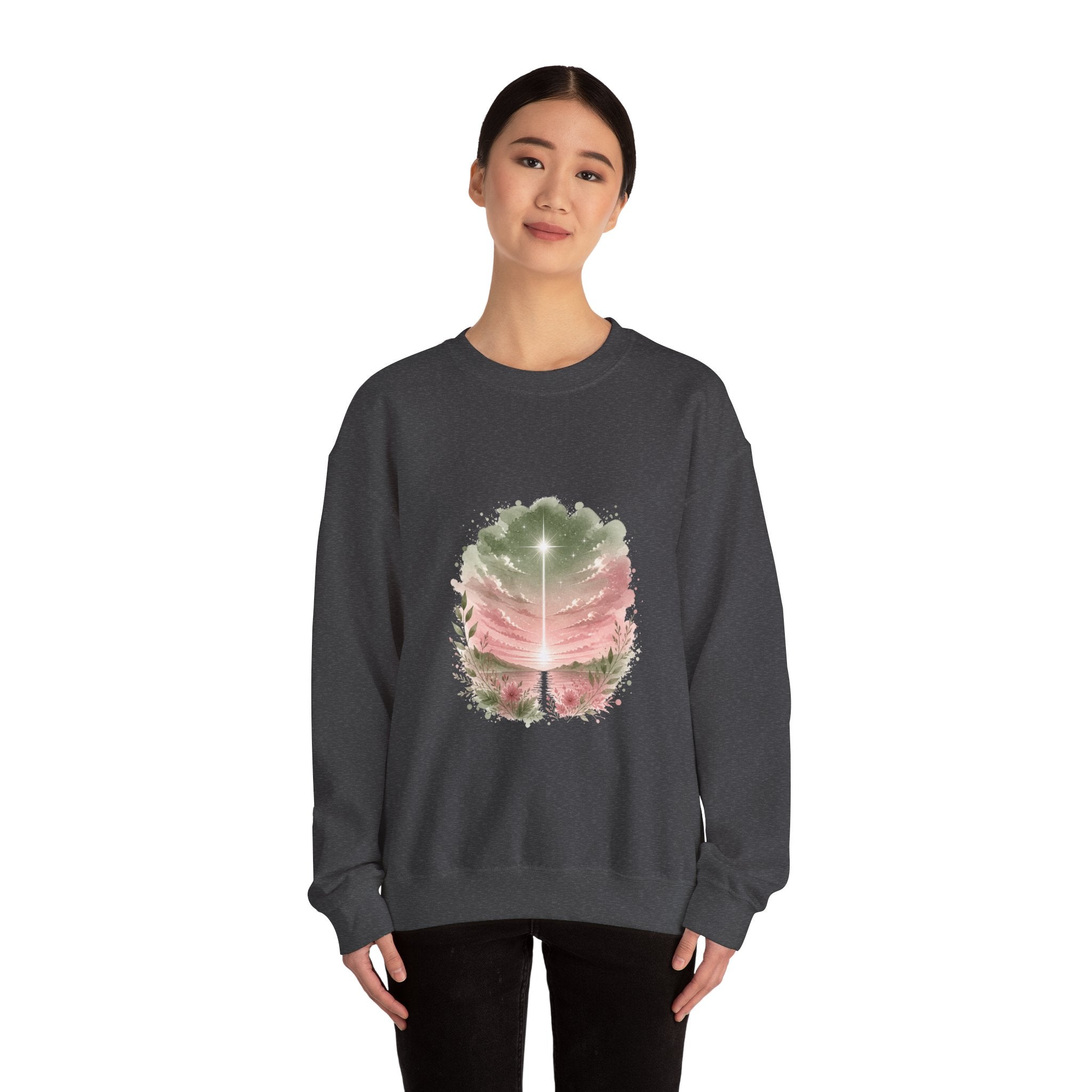 Matching Couple Sweatshirt - Evening & Morning Star Matching Couple Comfort Colors Crew Watercolor Art His Hers Birthday Gift - Design A