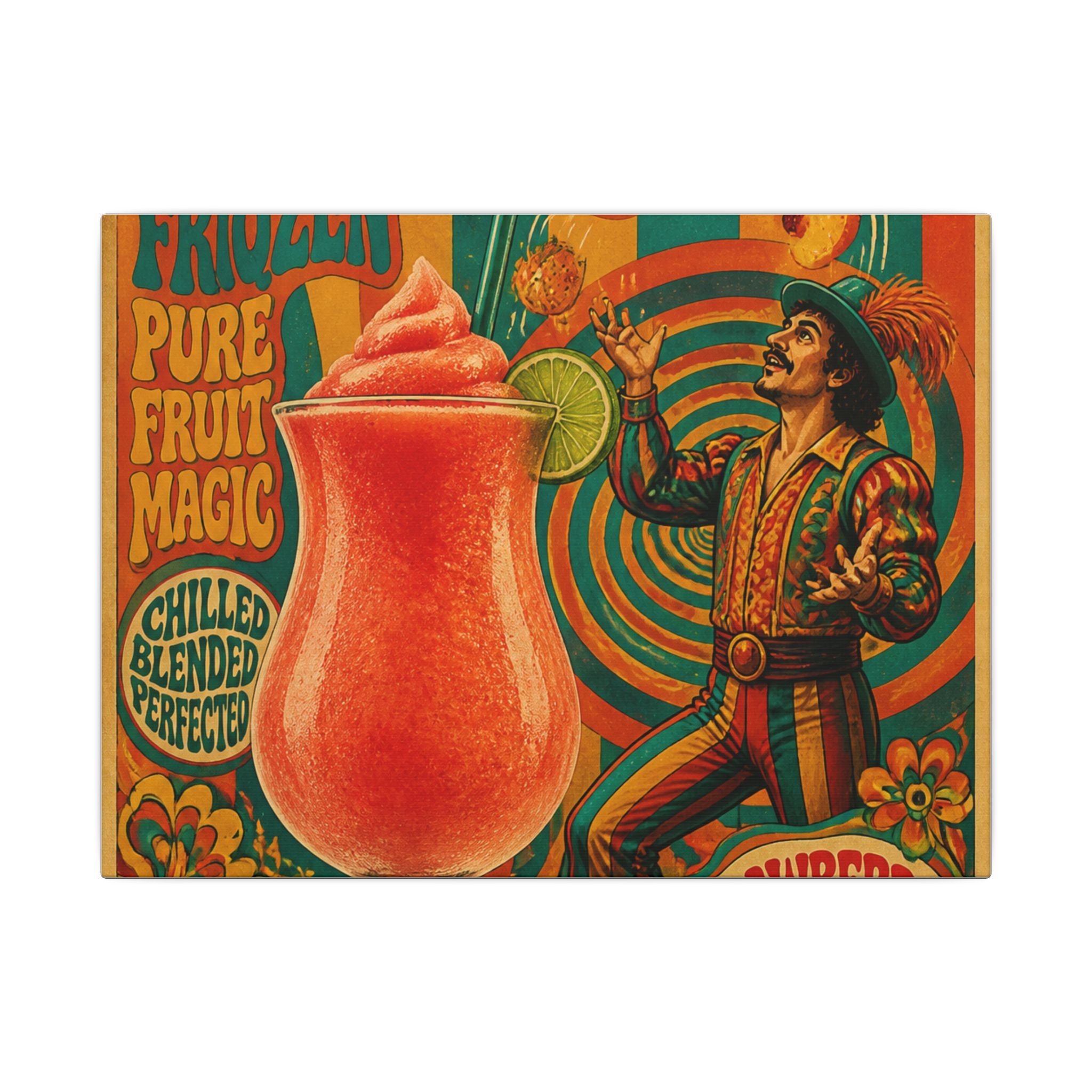 Daiquiri Fruit Juggler Wall Art Canvas 16×20 Psychedelic Cafe Decor Maximalist Print