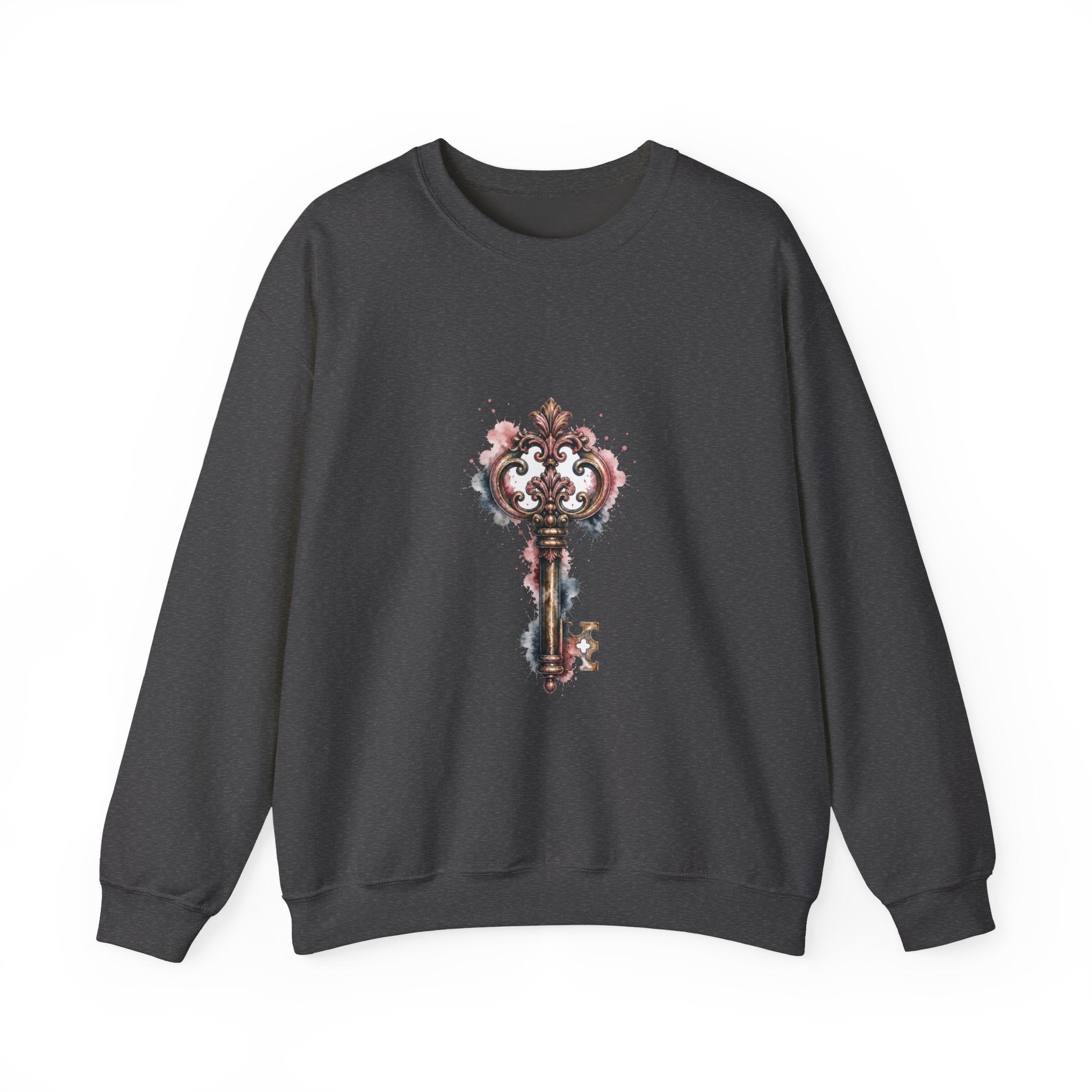 Matching Couple Sweatshirt - Key & Lock Matching Couple Comfort Colors Crew Watercolor Art His Hers Birthday Gift - Design A