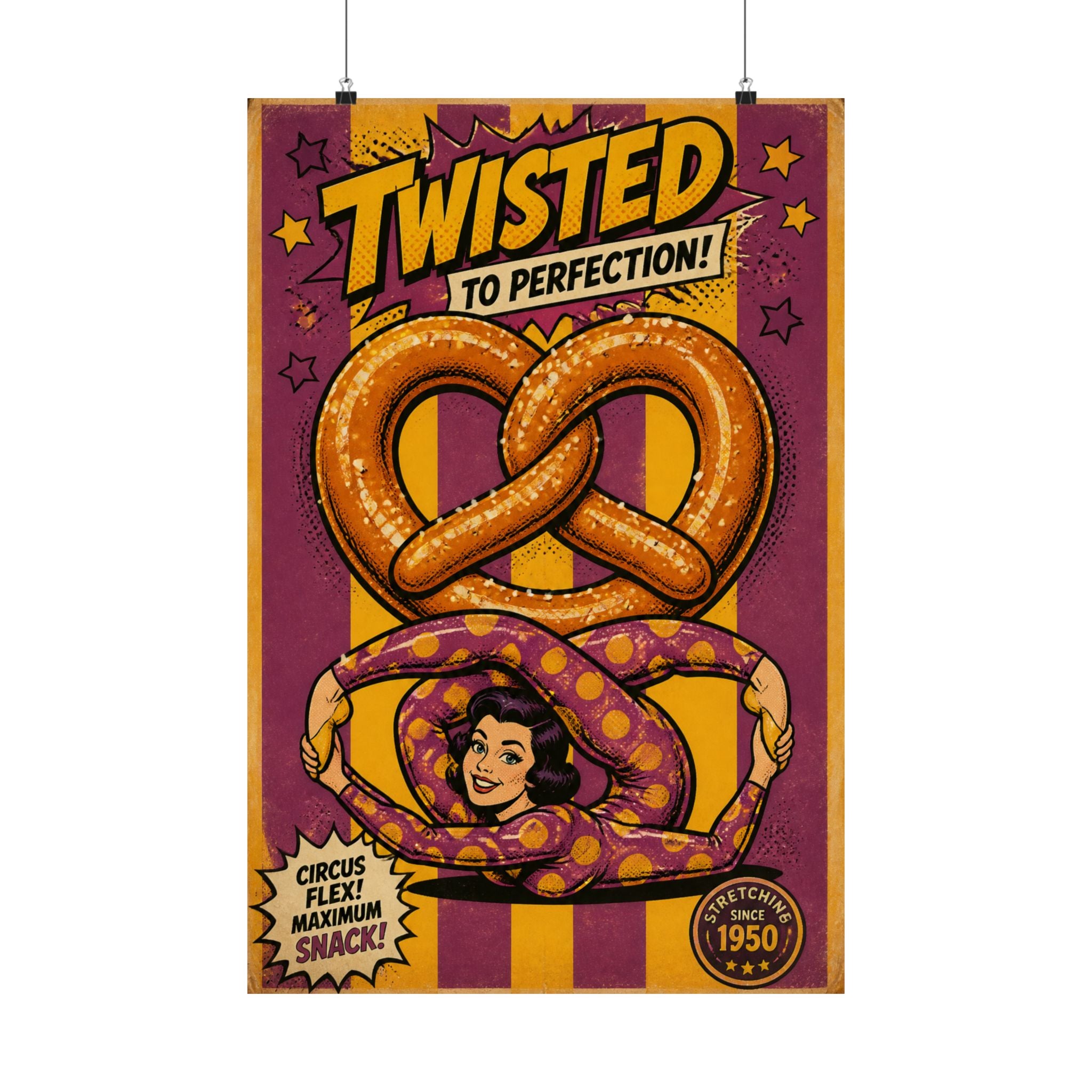 Pretzel Contortionist Wall Art Poster 18×24 Pop Art Living Room Decor Maximalist Print