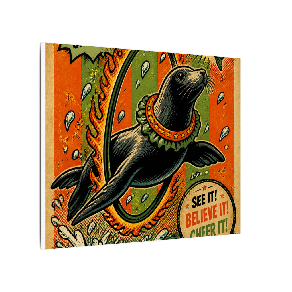 Seal Fire Hoop Wall Art Canvas 24×36 Pop Art Restaurant Decor Maximalist Print