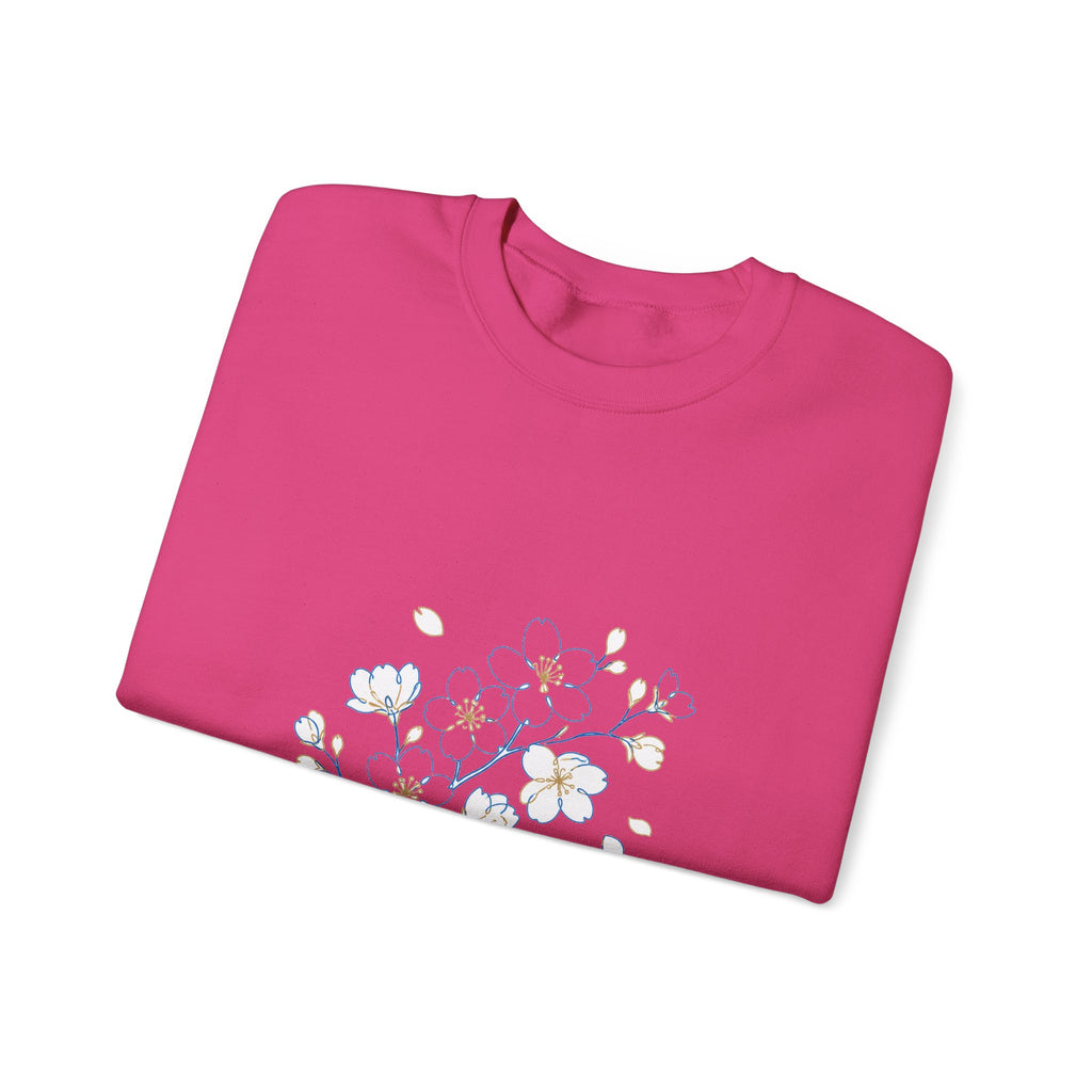 Matching Couple Sweatshirt - Cherry Blossom & Maple Leaf Matching Couple Premium Fleece Sweatshirt Minimalist Art His Hers Christmas Gift - Design A