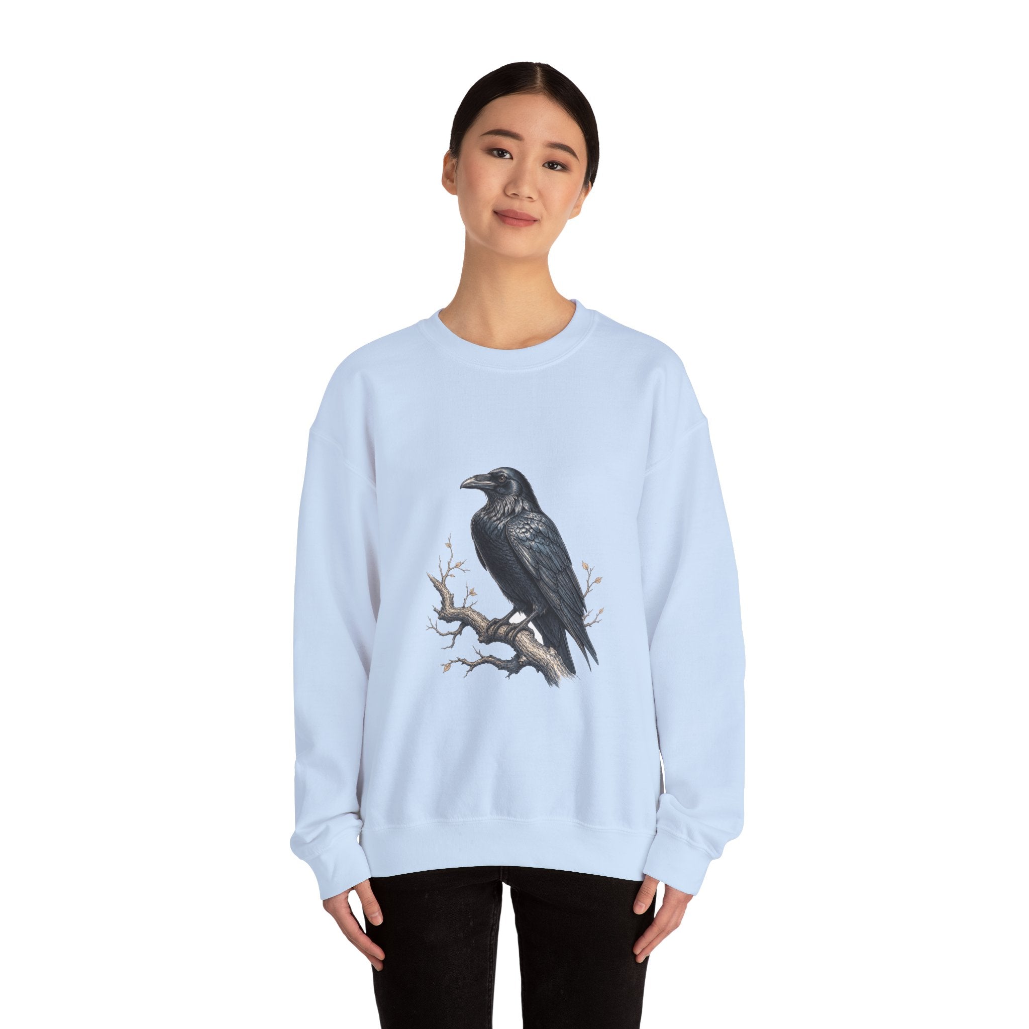 Matching Couple Sweatshirt - Raven & Swan Matching Couple Premium Fleece Sweatshirt Hand-Drawn Art His Hers Anniversary Gift - Design A