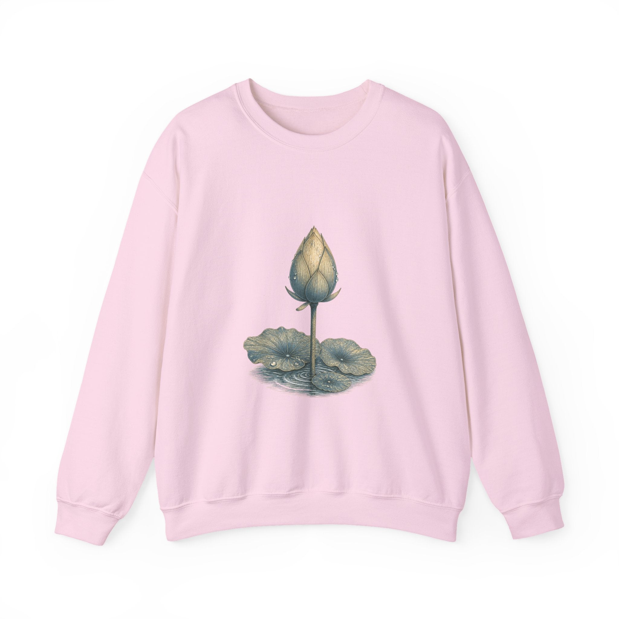 Matching Couple Sweatshirt - Open & Closed Lotus Matching Couple Crewneck Sweatshirt Vintage Art His Hers Wedding Gift - Design B
