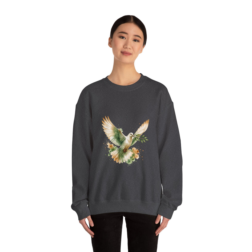 Matching Couple Sweatshirt - Wolf & Dove Matching Couple Crewneck Sweatshirt Watercolor Art His Hers Engagement Gift - Design B