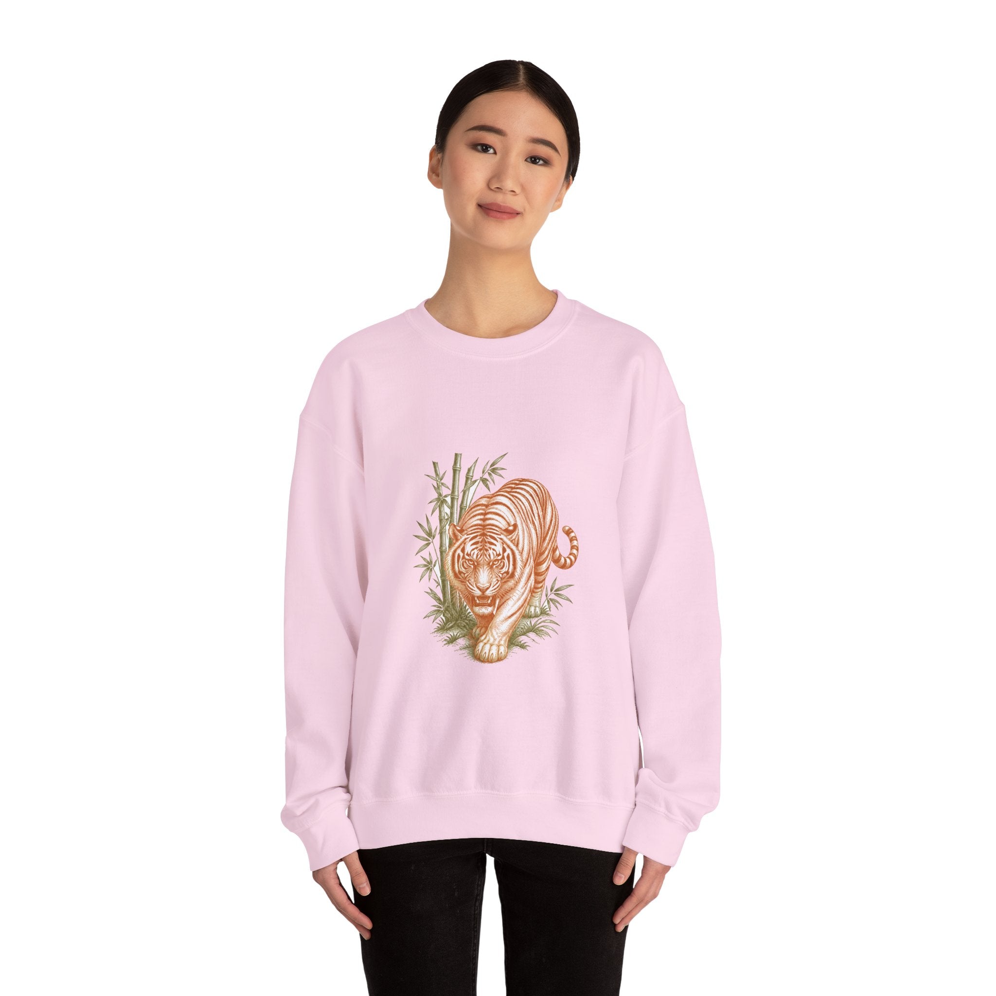 Matching Couple Sweatshirt - Tiger & Crane Matching Couple Premium Fleece Sweatshirt Vintage Art His Hers Honeymoon Gift - Design A