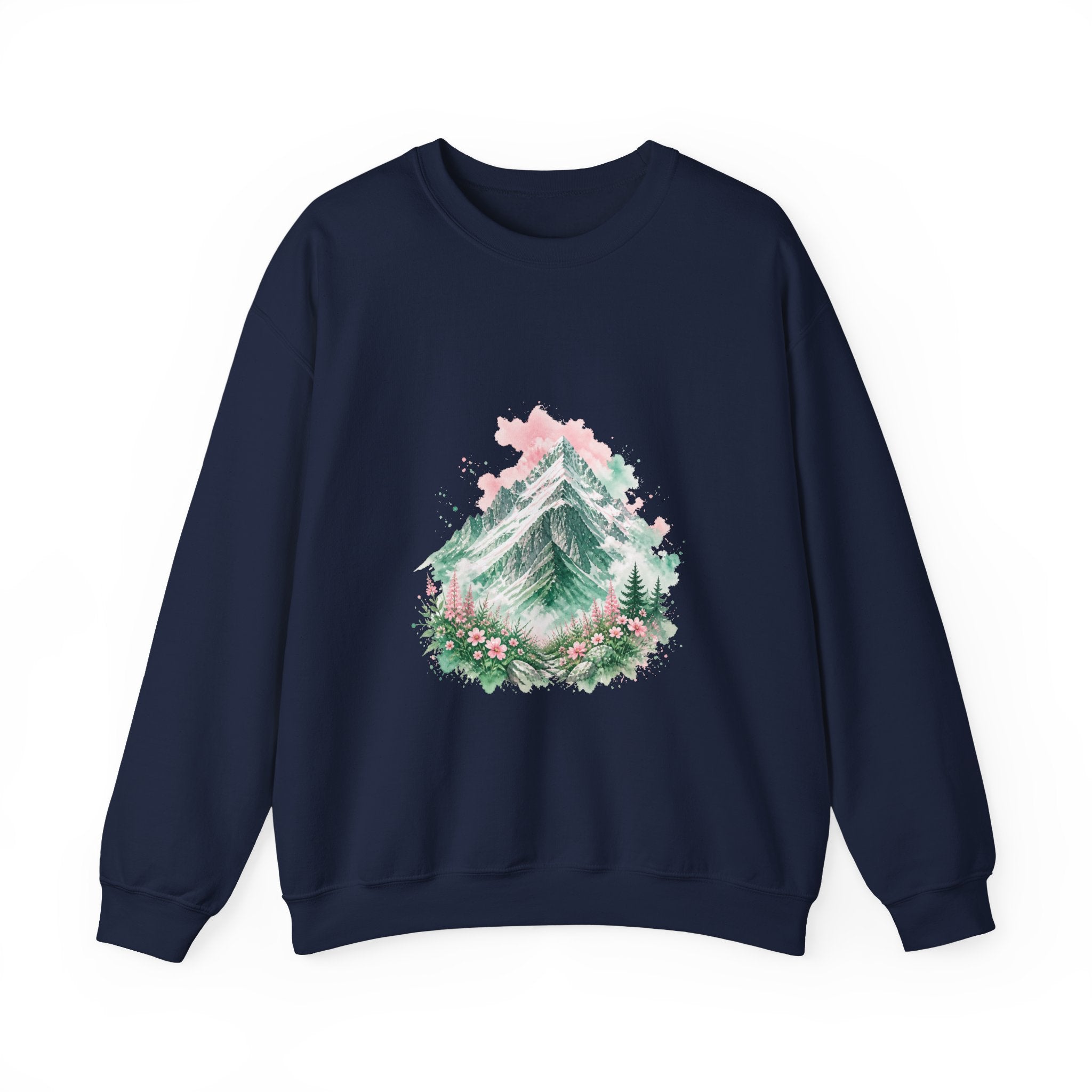 Matching Couple Sweatshirt - Mountain & Ocean Matching Couple Comfort Colors Crew Watercolor Art His Hers Birthday Gift - Design A