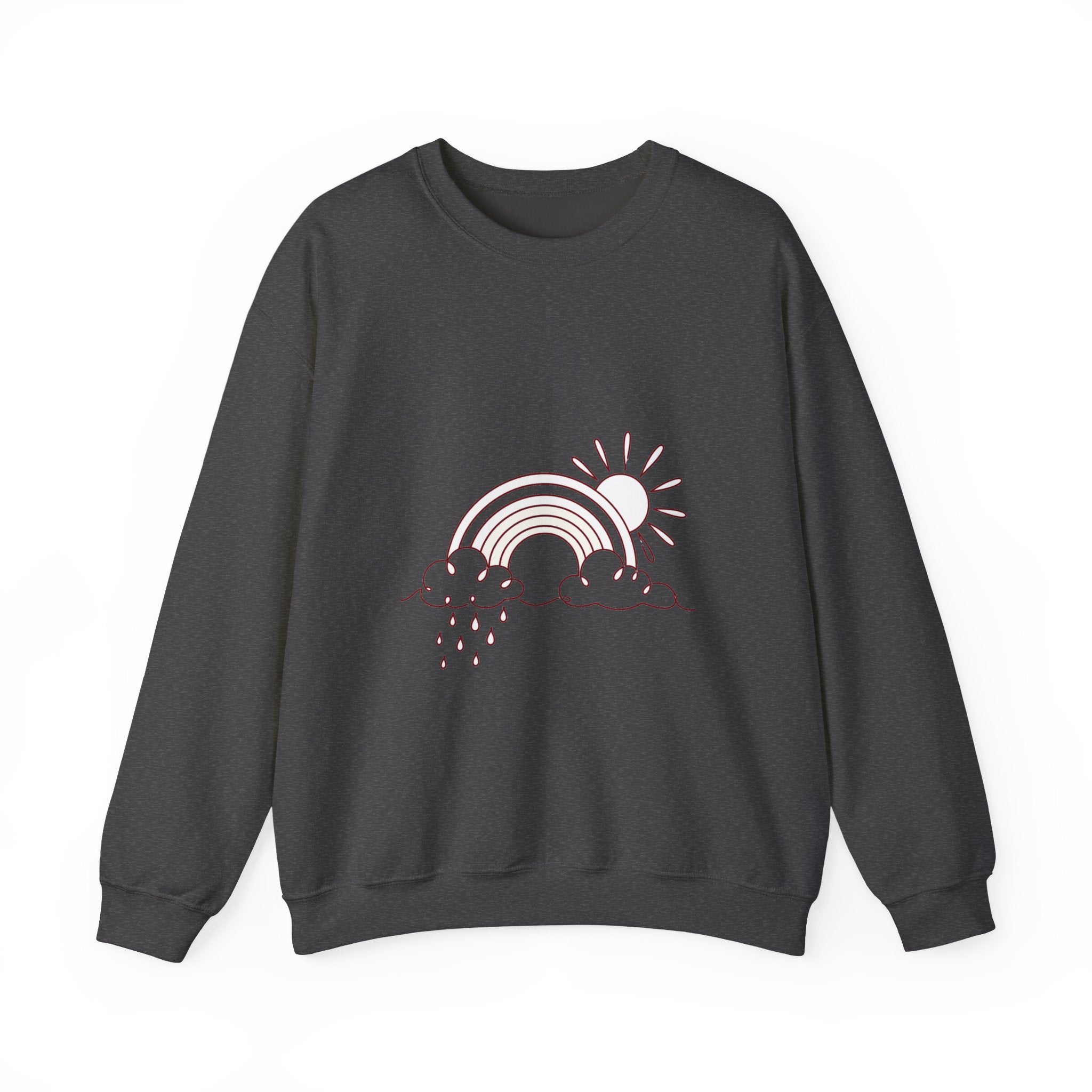 Matching Couple Sweatshirt - Storm & Rainbow Matching Couple Crewneck Sweatshirt Minimalist Art His Hers Valentine Gift - Design B