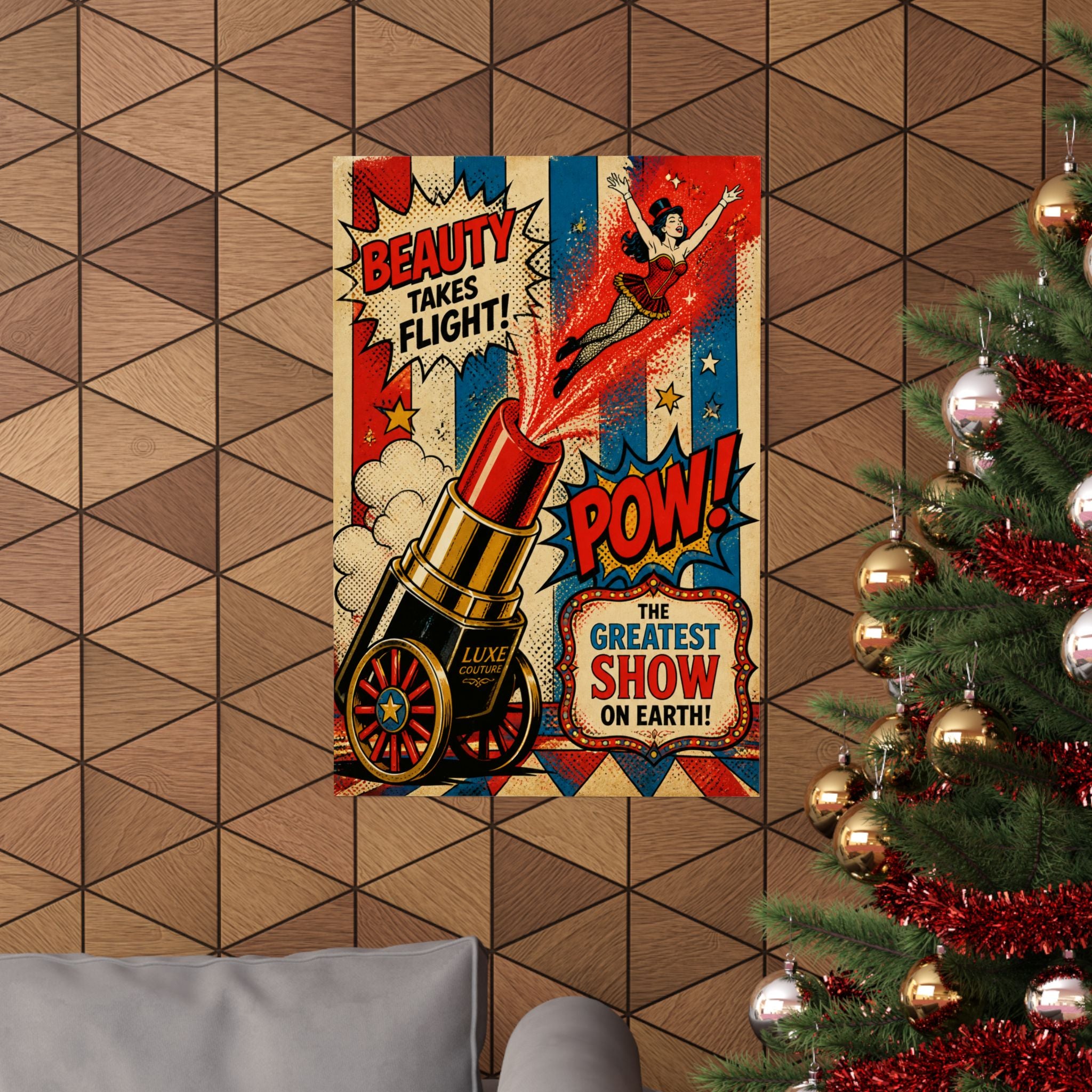 Lipstick Cannon Wall Art Poster 24×36 Pop Art Restaurant Decor Maximalist Print