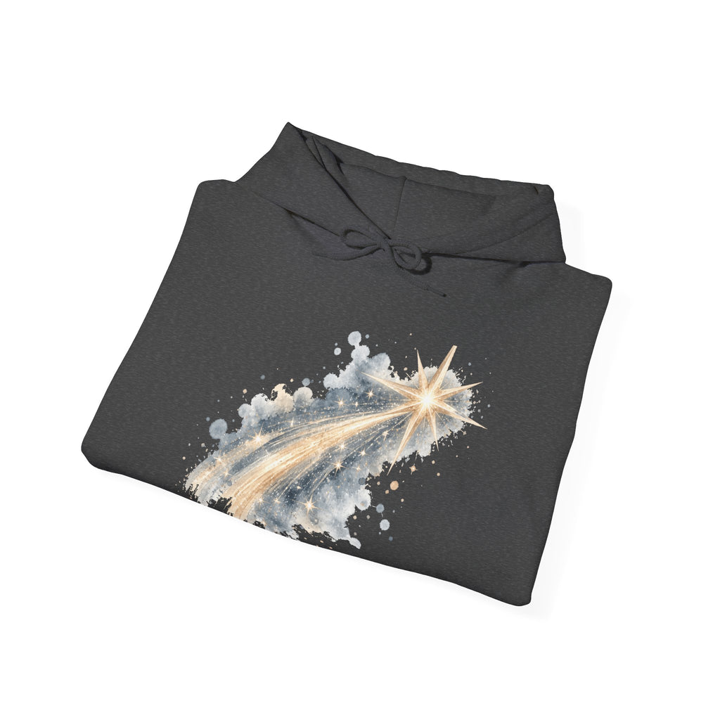 Matching Couple Sweatshirt - Shooting Star & North Star Matching Couple Hooded Sweatshirt Watercolor Art His Hers Engagement Gift - Design A